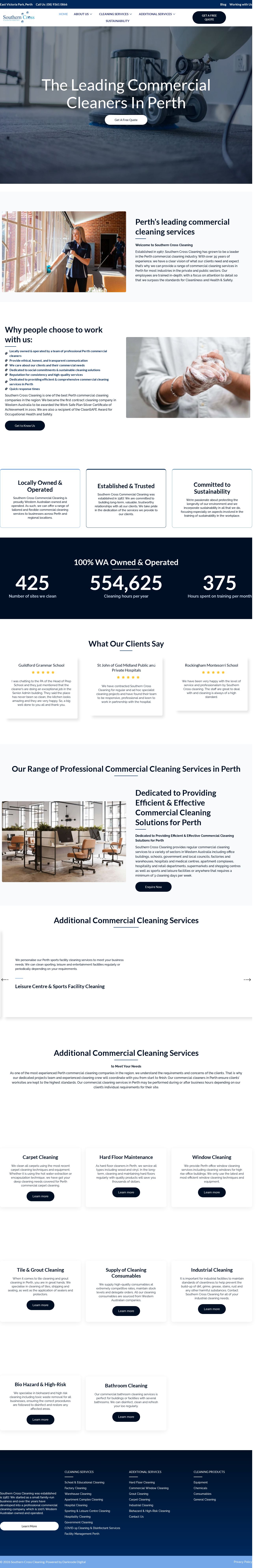 Commercial Cleaning, Carpet Cleaning, Office Cleaning - Southern Cross Cleaning Services website