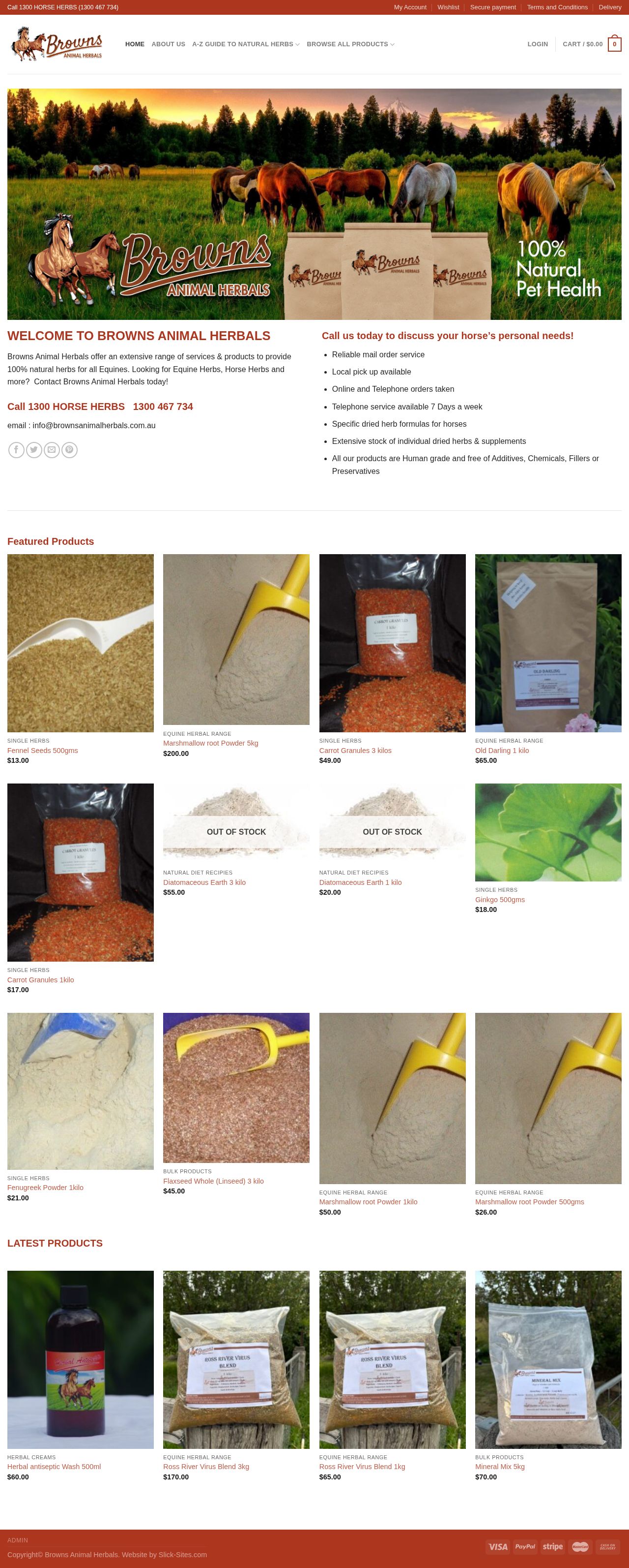 Browns Animal Herbals website