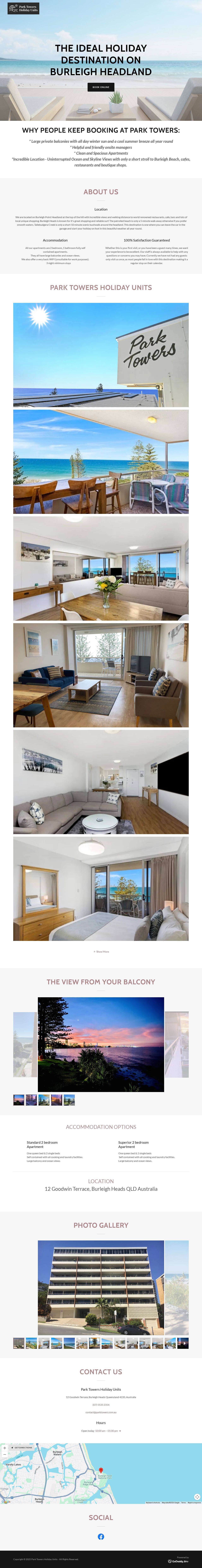 Park Towers Holiday Units website