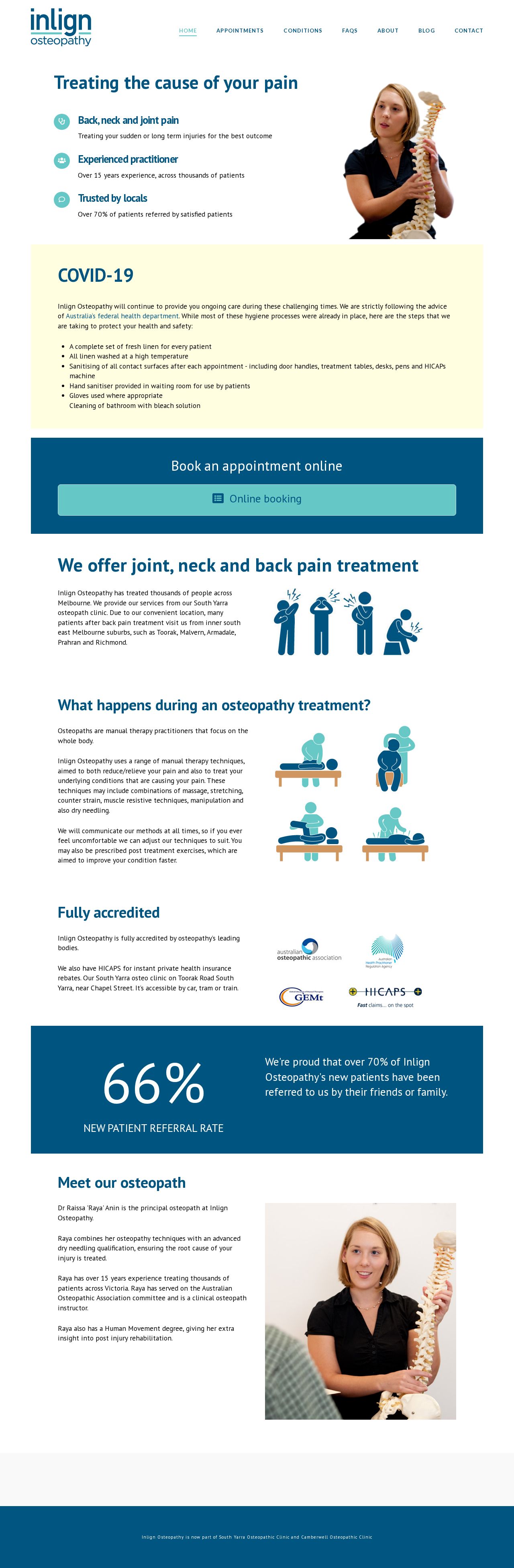 Inlign Osteopathy website