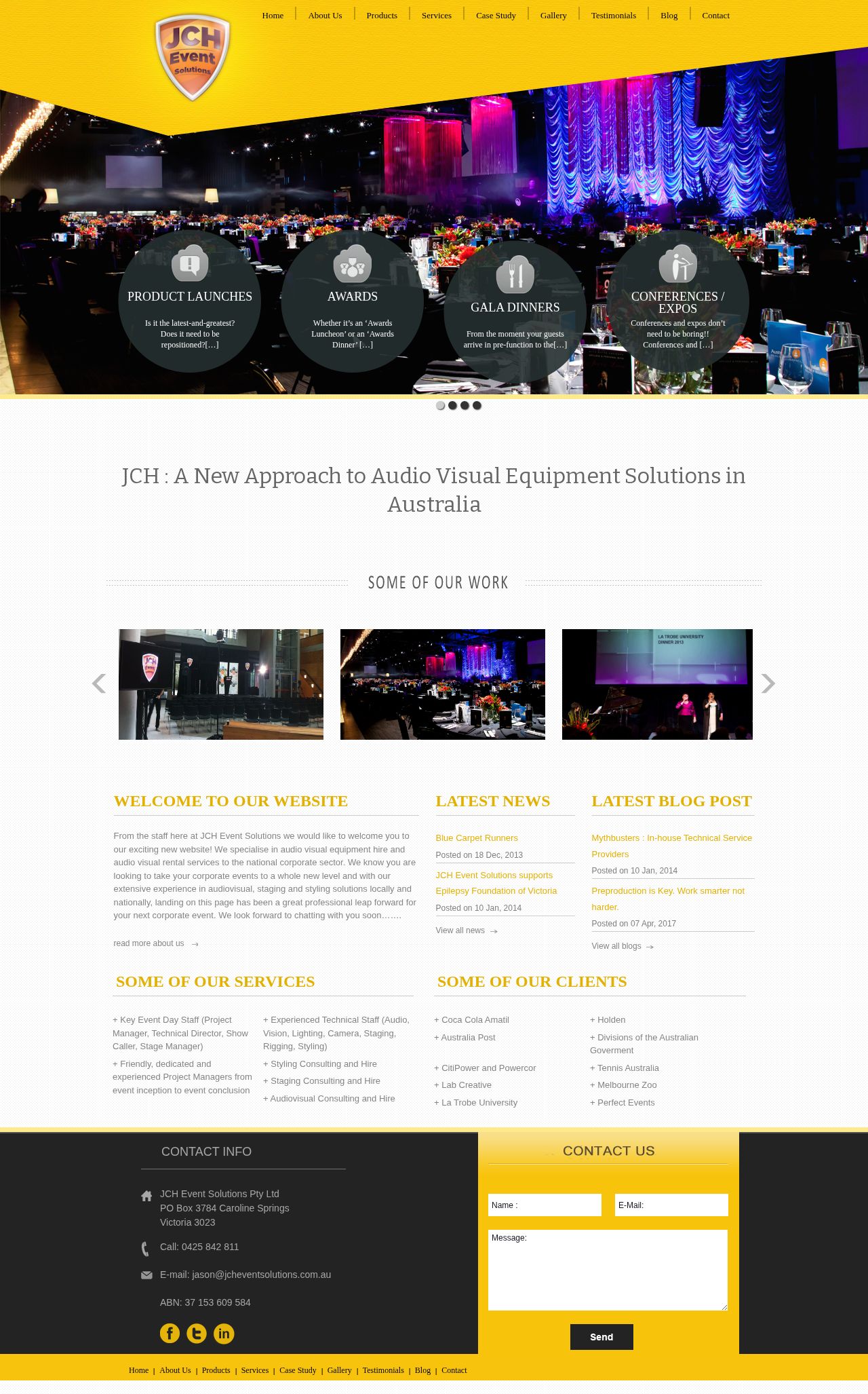 JCH Event Solutions website