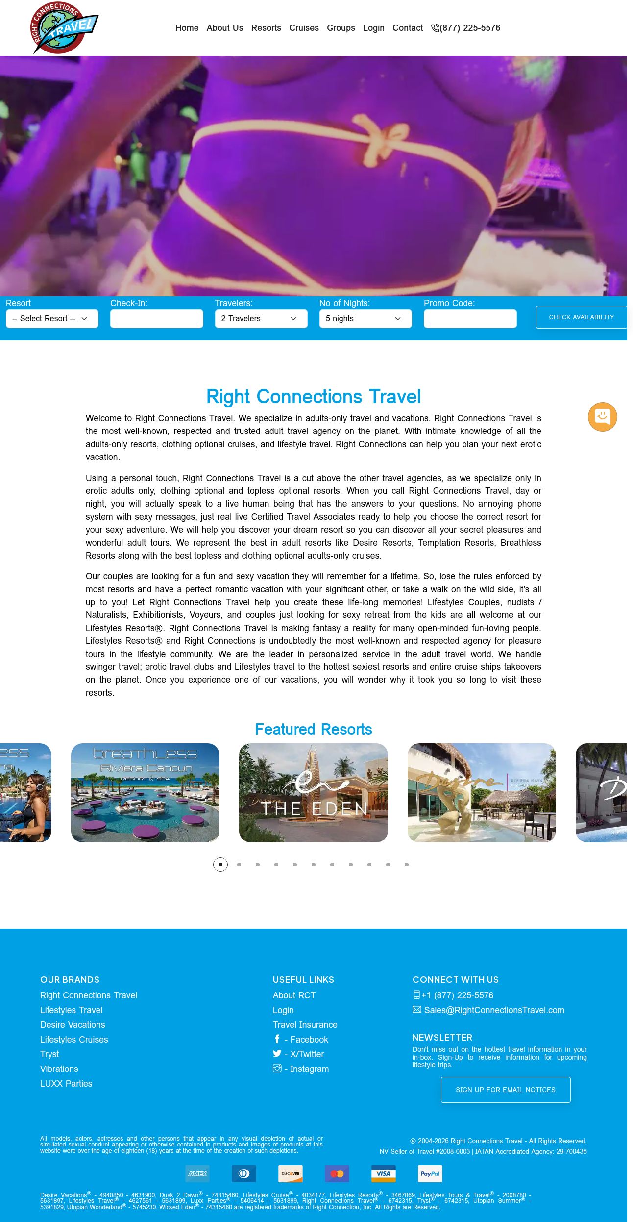 Dream Pleasure Tours website