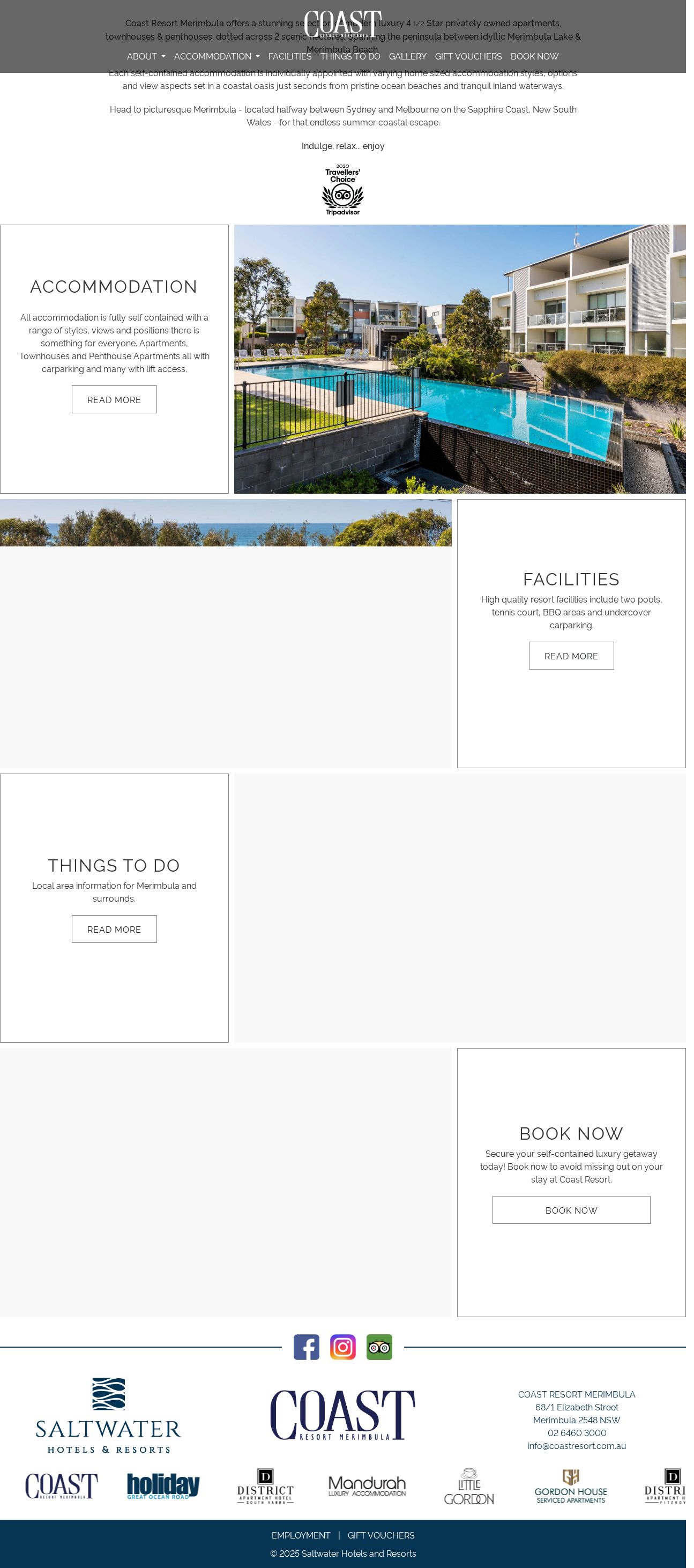 Coast Resort Merimbula website