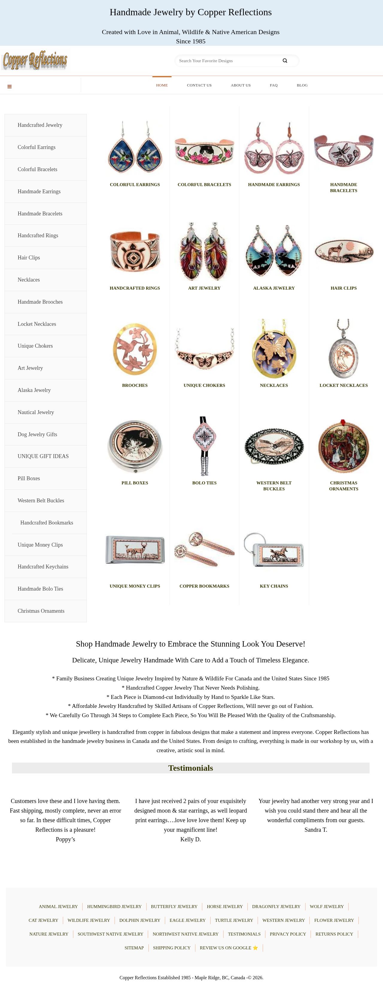 Handmade Jewellery by Copper Reflections website