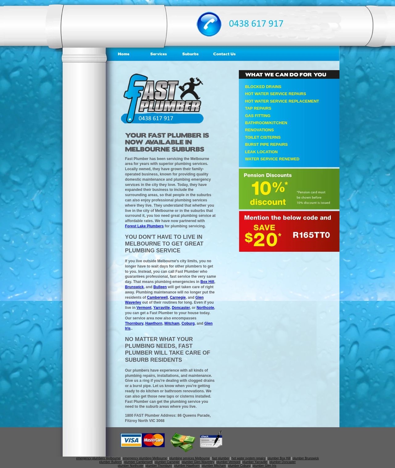 1800 Fast Plumber website