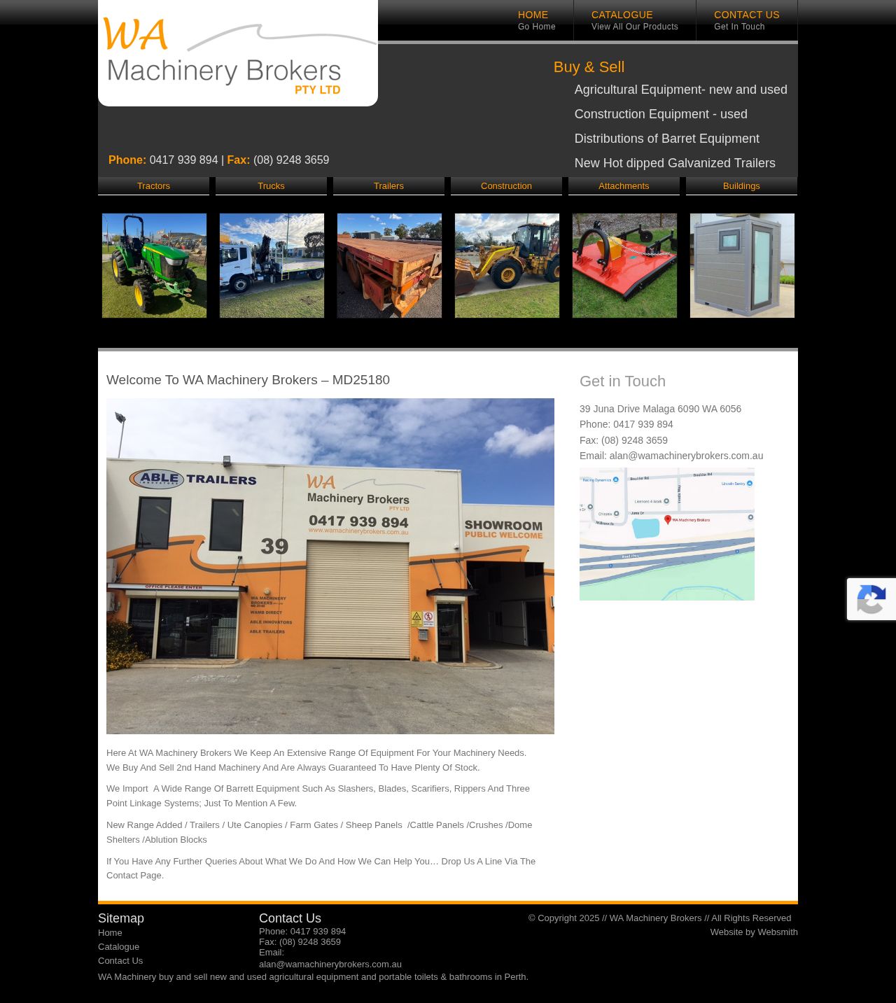 WA Machinery Brokers website
