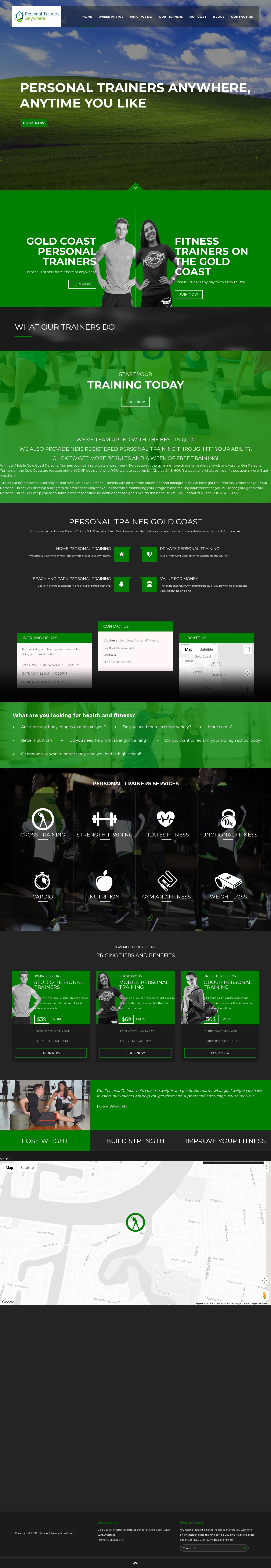Gold Coast Personal Trainers website