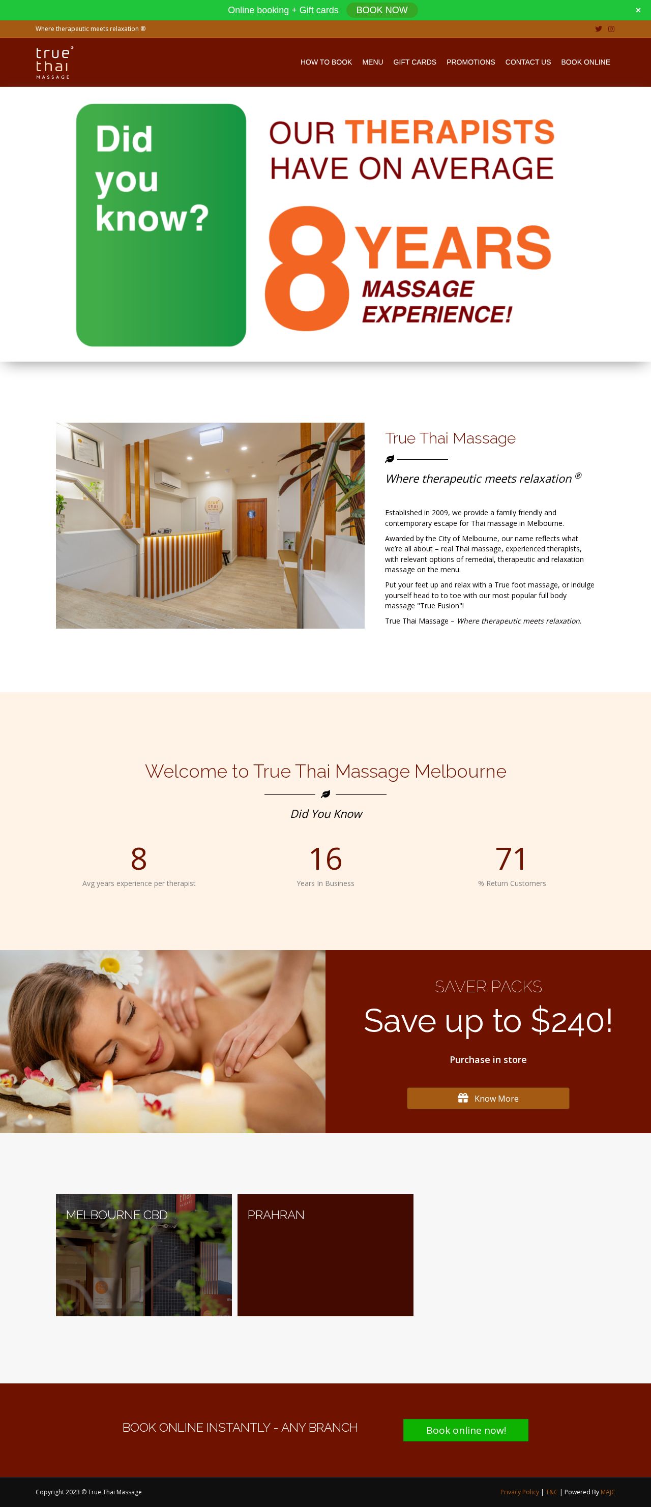 True Thai Massage website