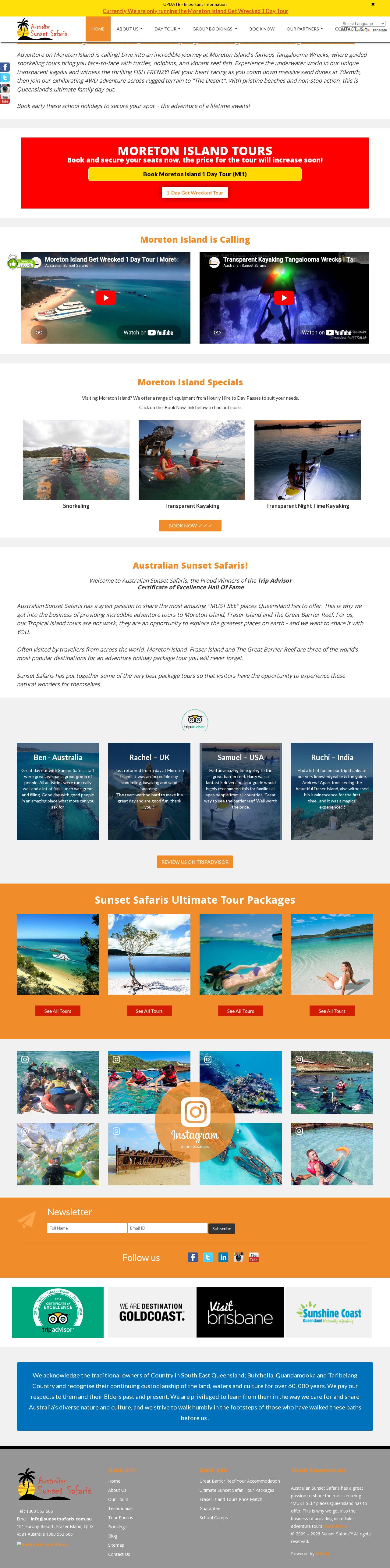 Sunset Safaris website