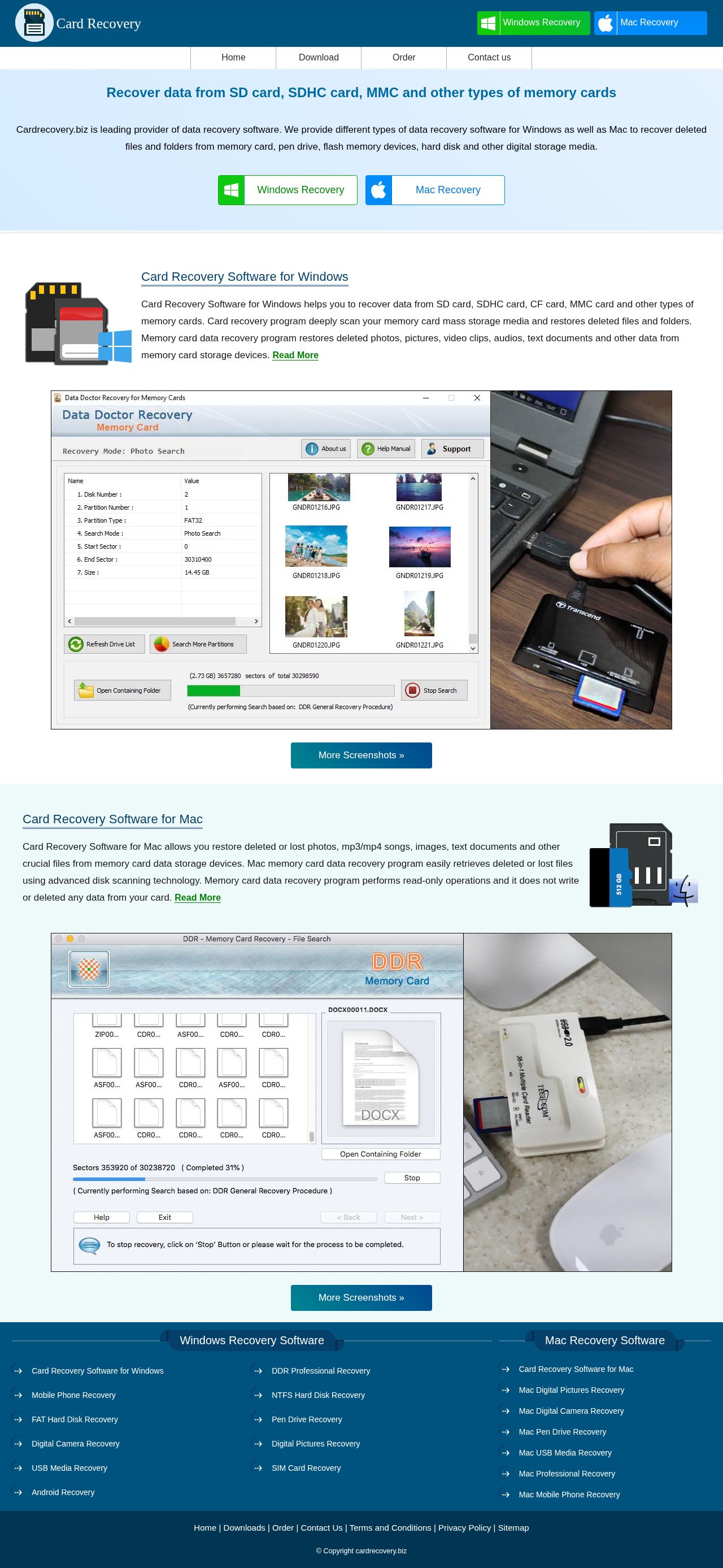 recovery for memory card website