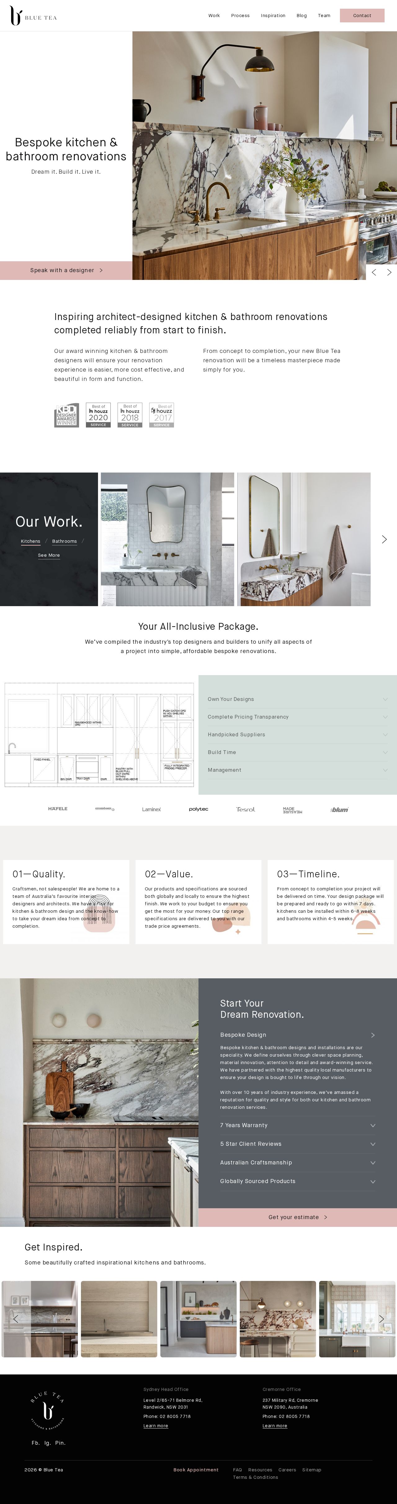 Blue Tea Kitchens + colour website