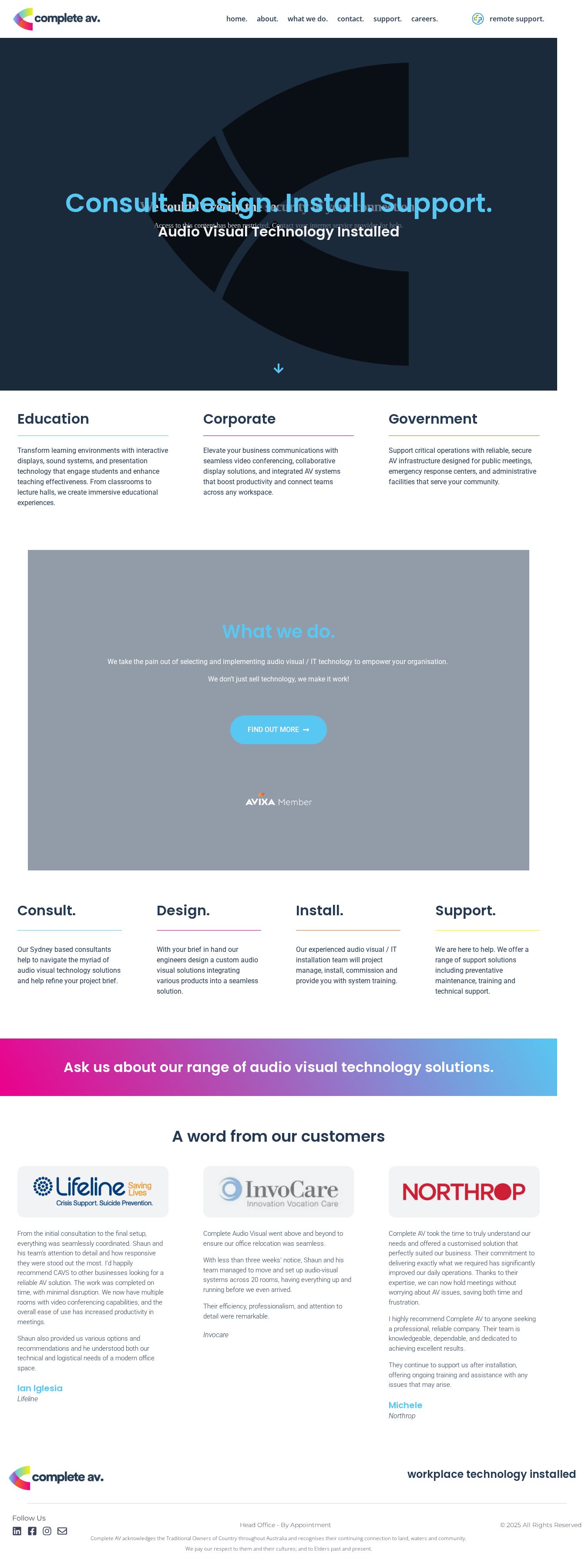 All Audio Visual Installation website