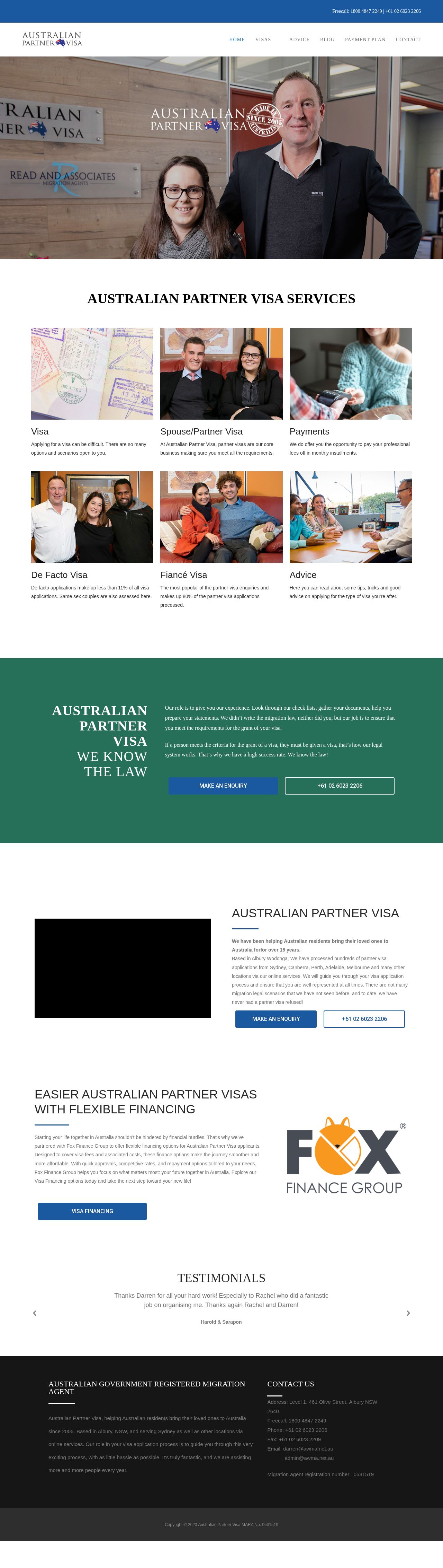 Australian Partner Visa website