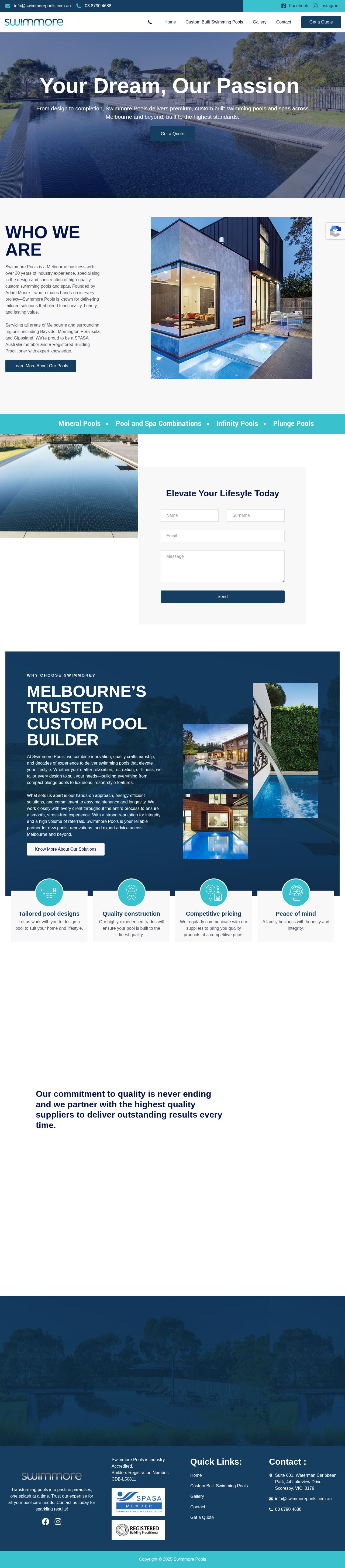 Swimmore Pools website