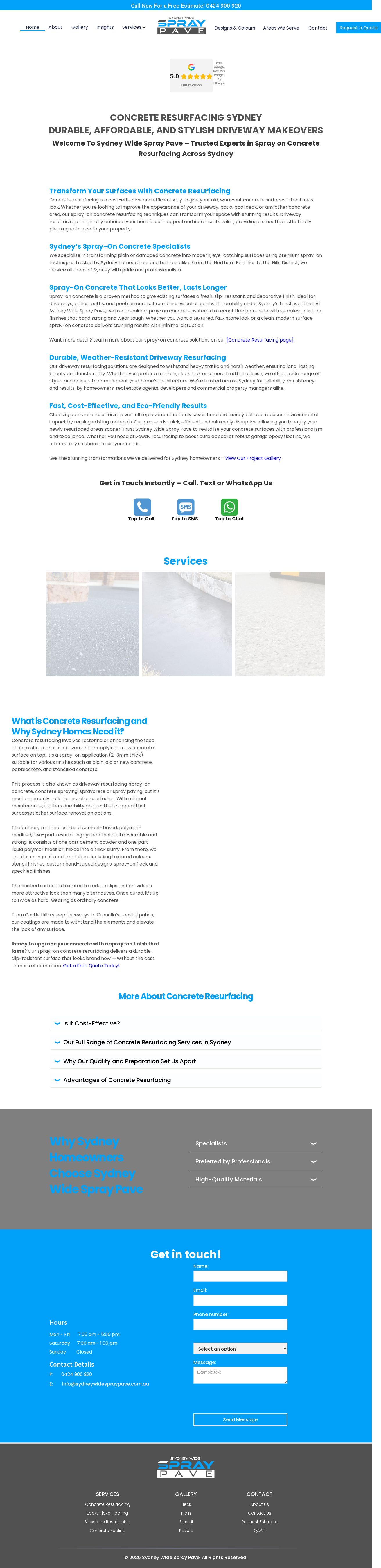 Sydney Wide Spray Pave website