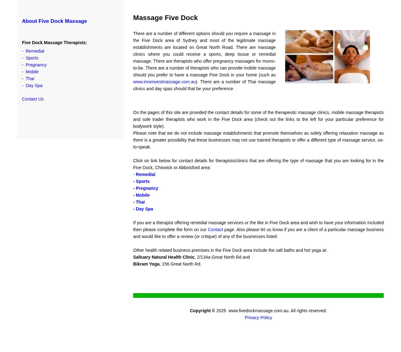 Massage Five Dock website