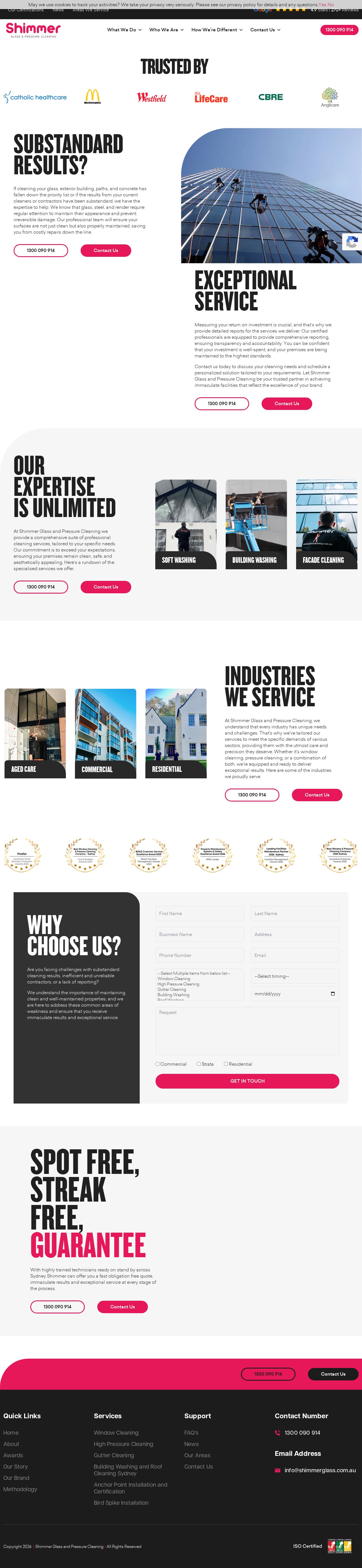 B M U window cleaning sydney website