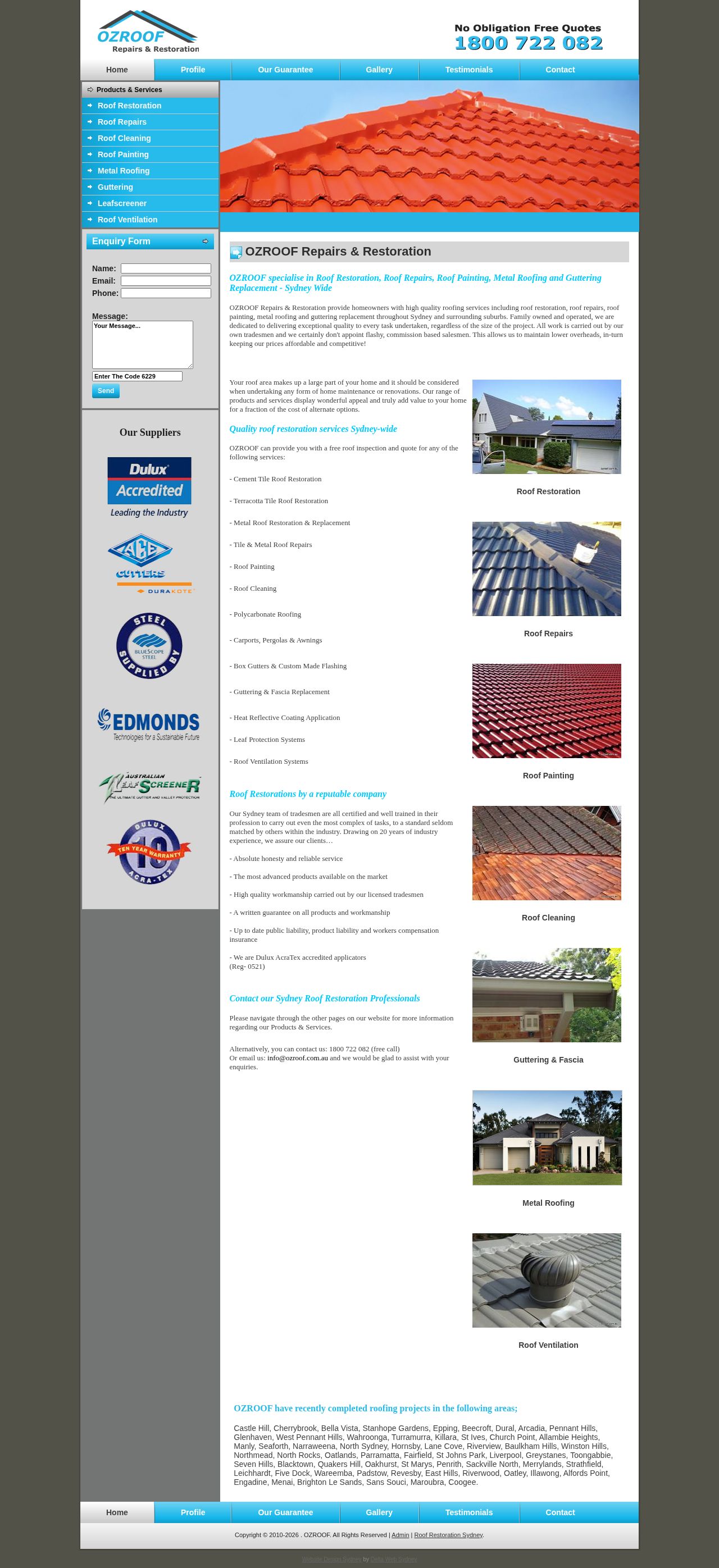 OZ Roof Restorations website