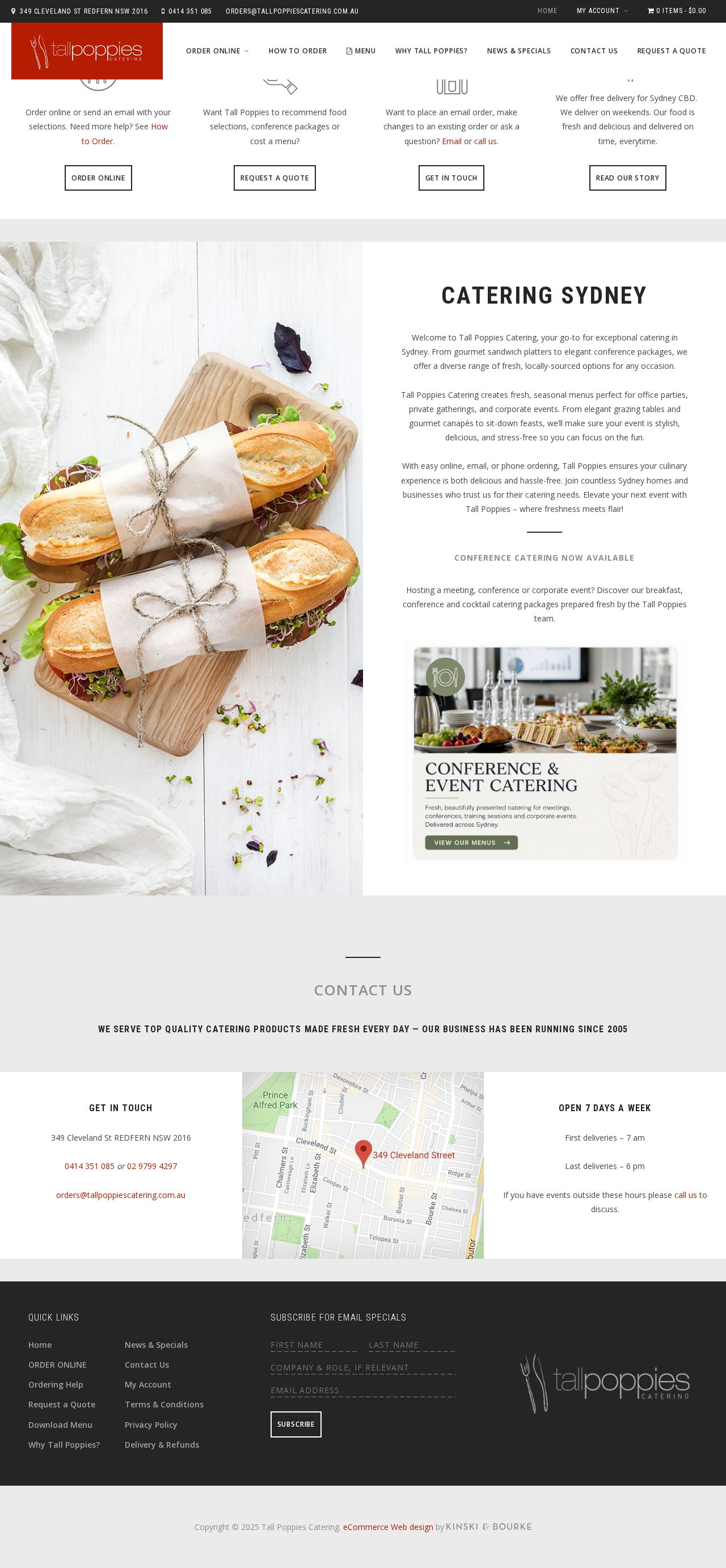 Tall Poppies Catering website
