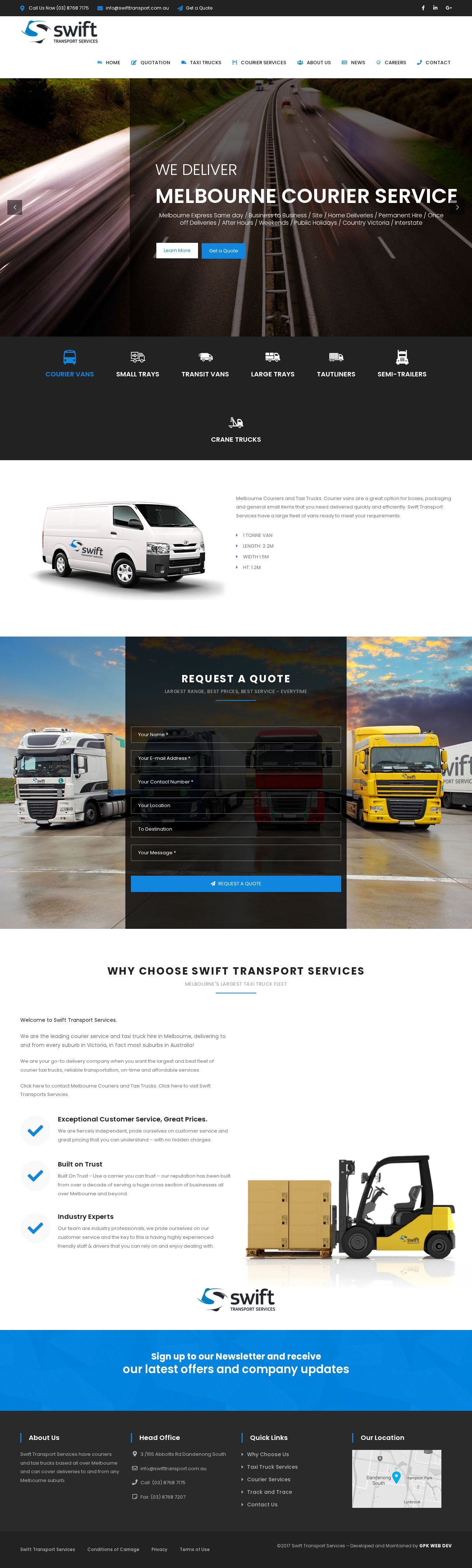 Melbourne Couriers and Taxi Trucks website