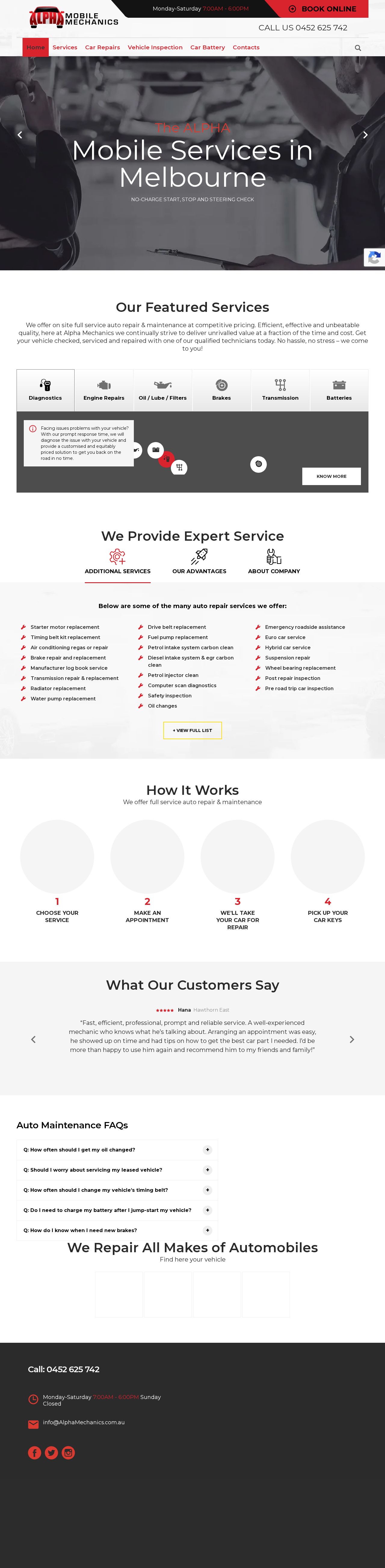 Alpha Mobile Mechanics website