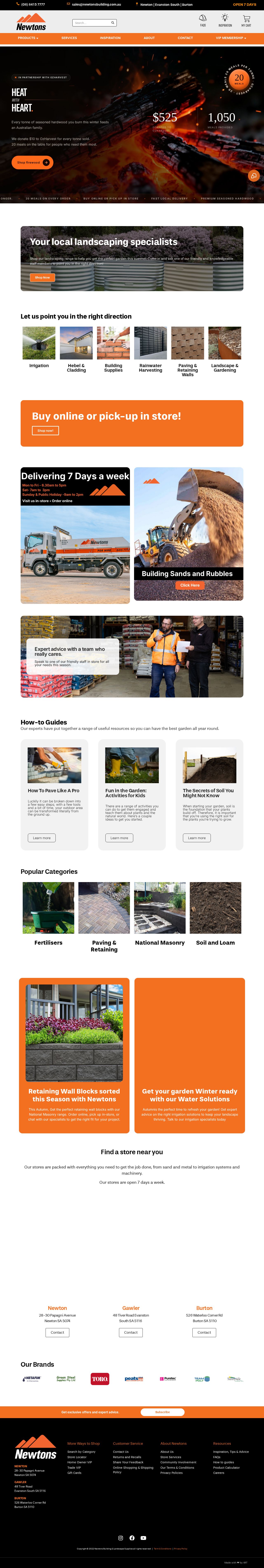 Newtons Building and Landscape Supplies website