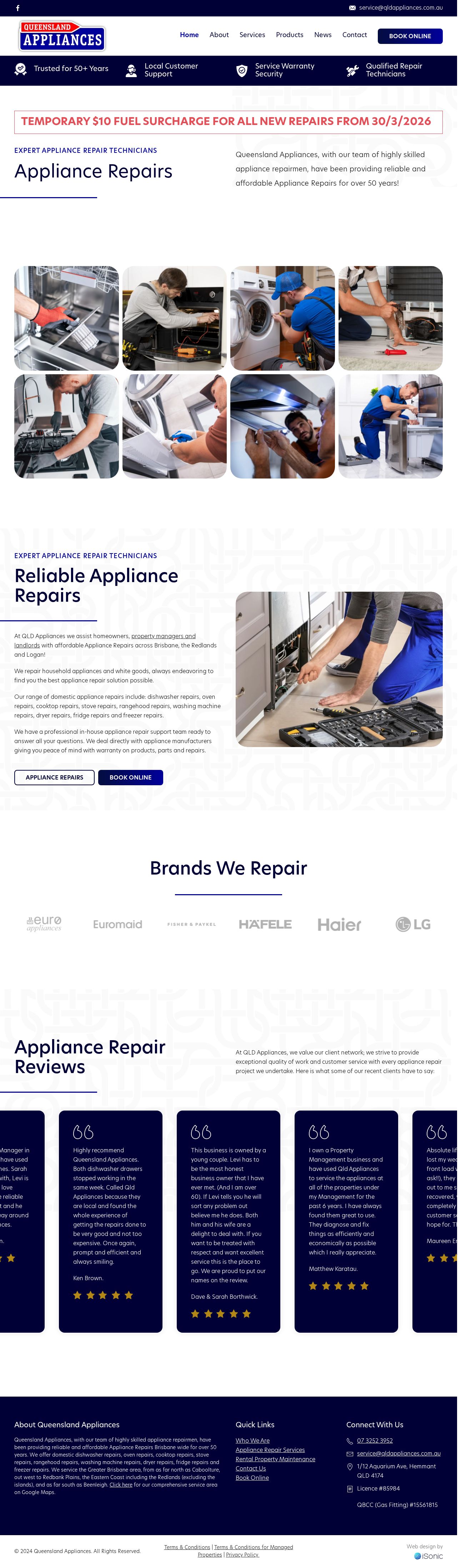 Queensland Appliances website