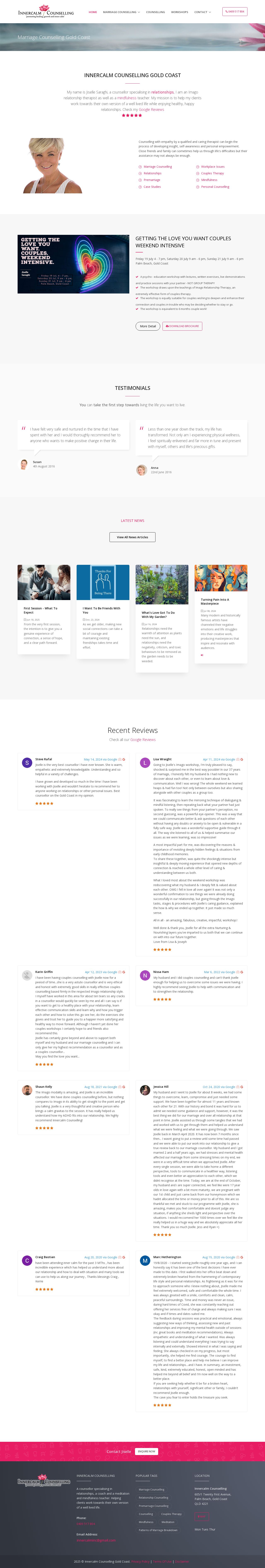 Inner Calm Counselling Services website