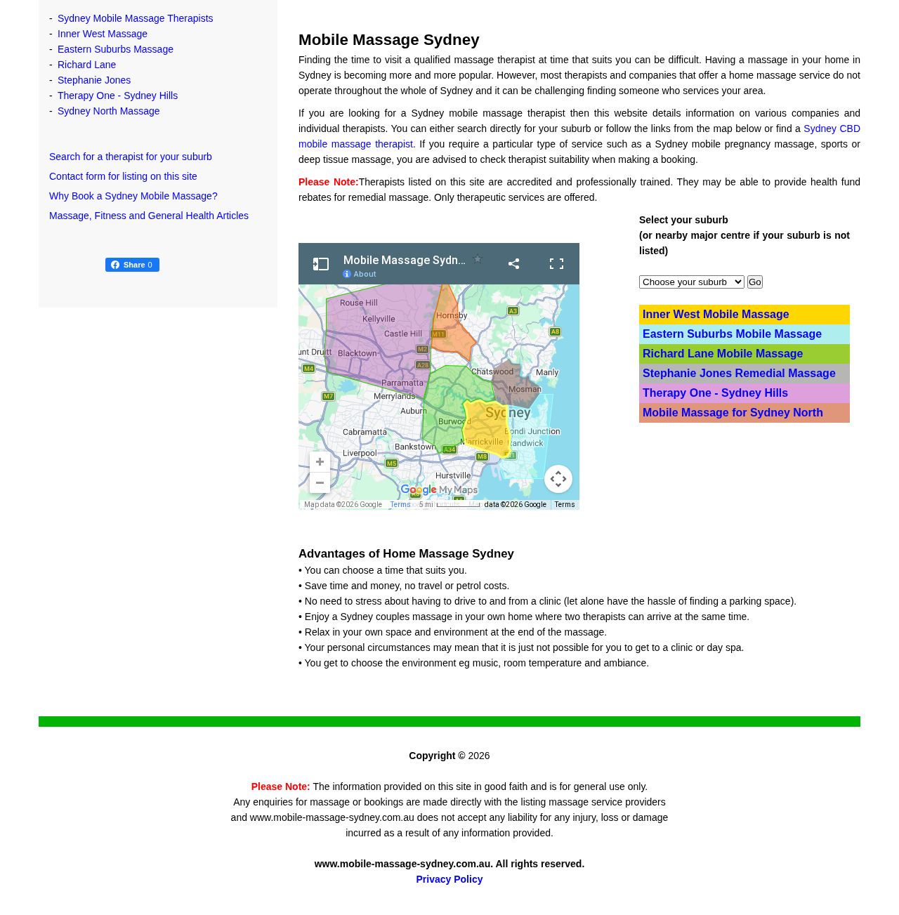 Mobile massage Sydney website