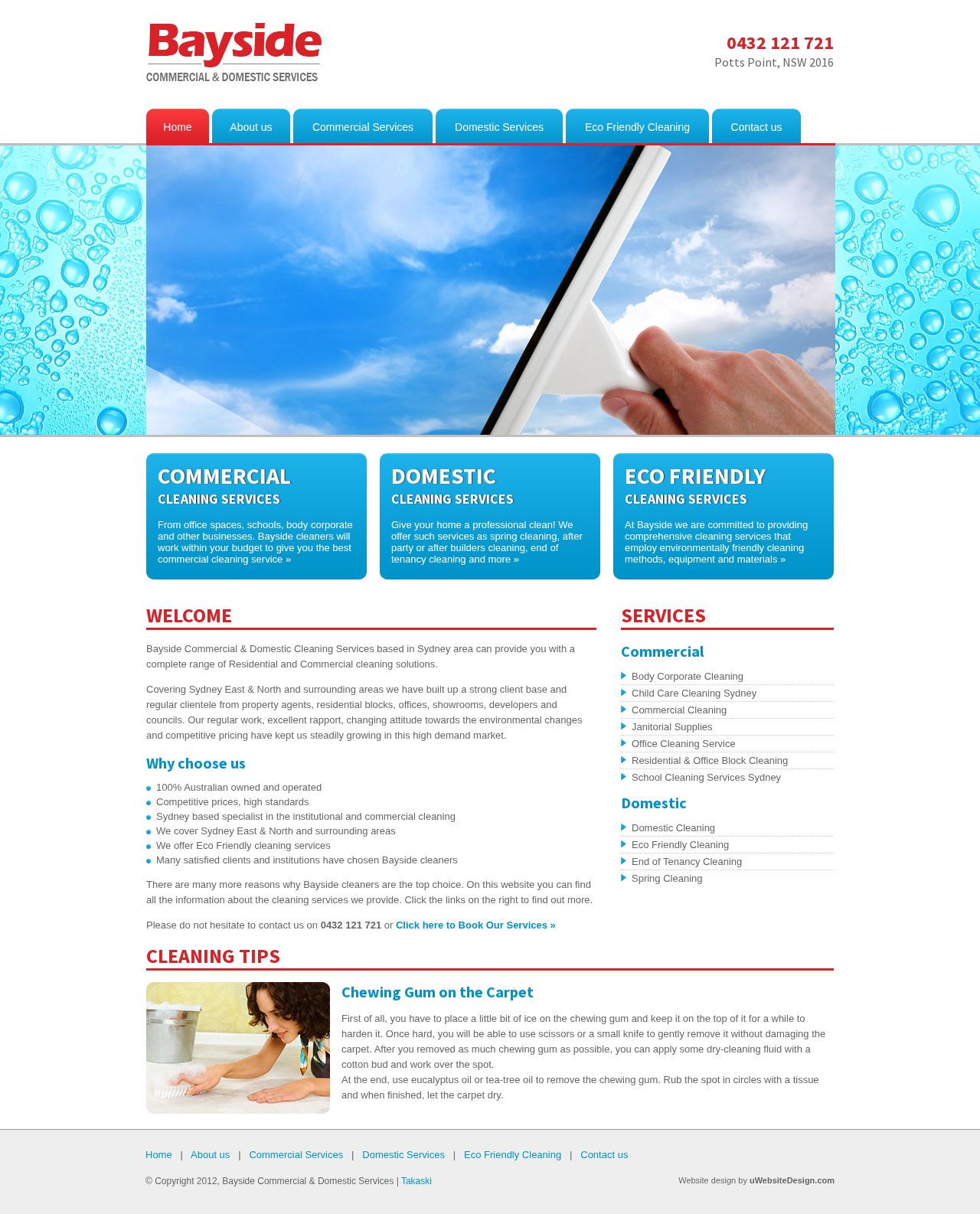 Bayside Commercial & Domestic Cleaning Sydney website