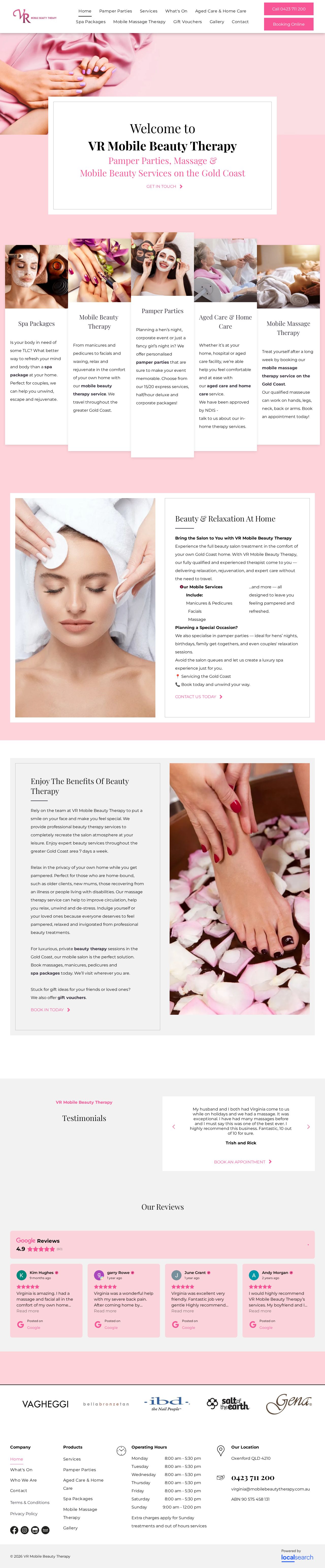 Mobile Beauty Therapy website