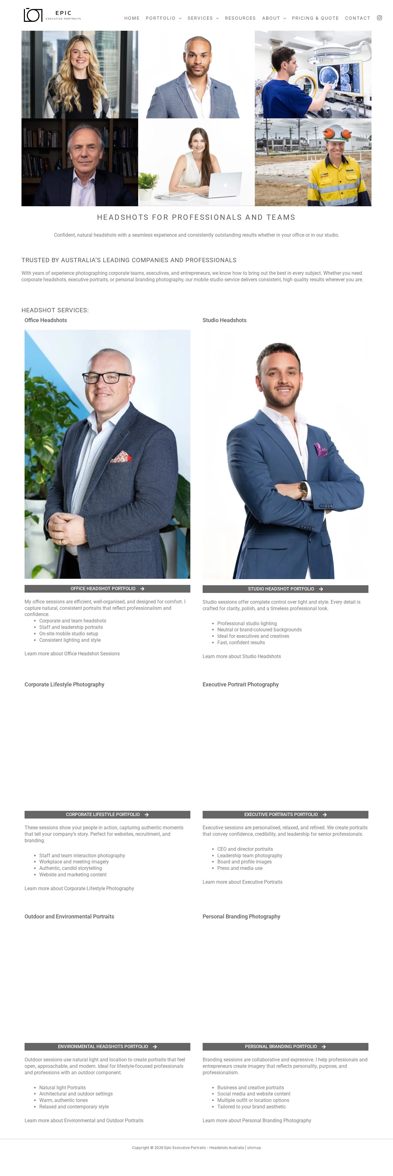 Epic photography Studio website