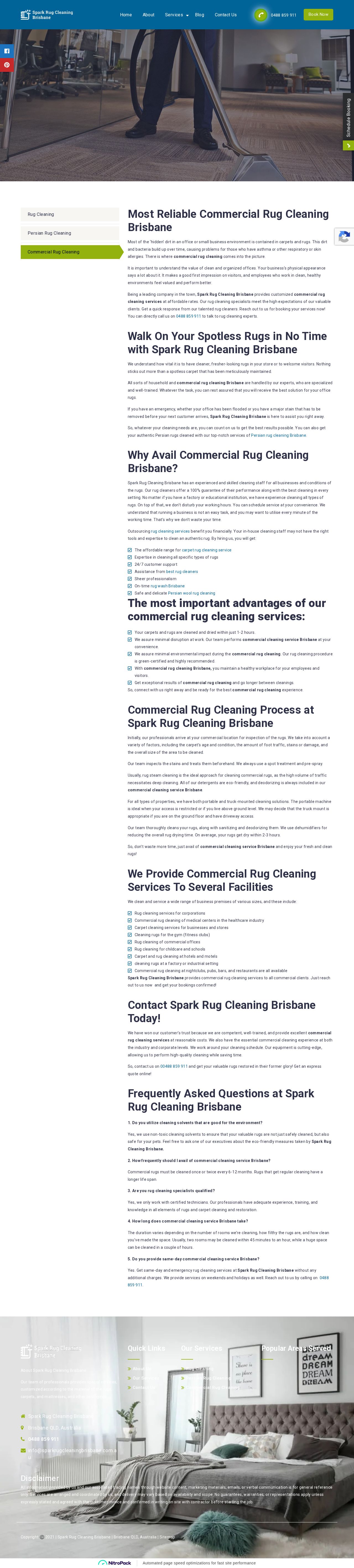 Spark Rug Cleaning Brisbane website