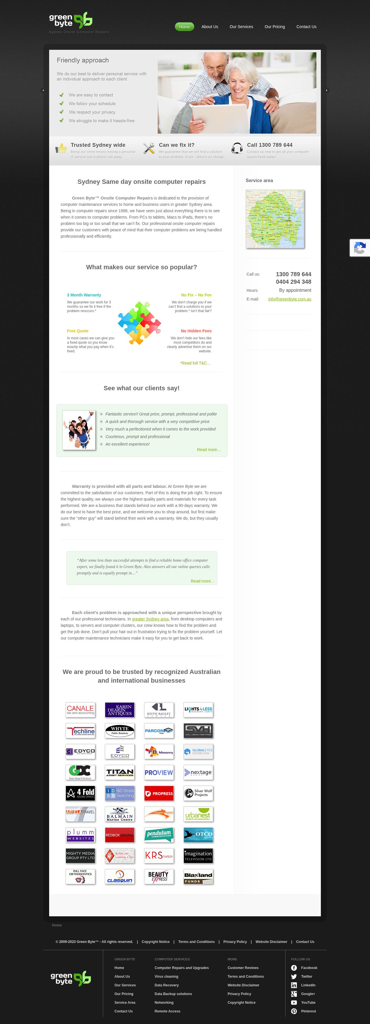 Green Byte Sydney - Onsite Computer service and repairs website