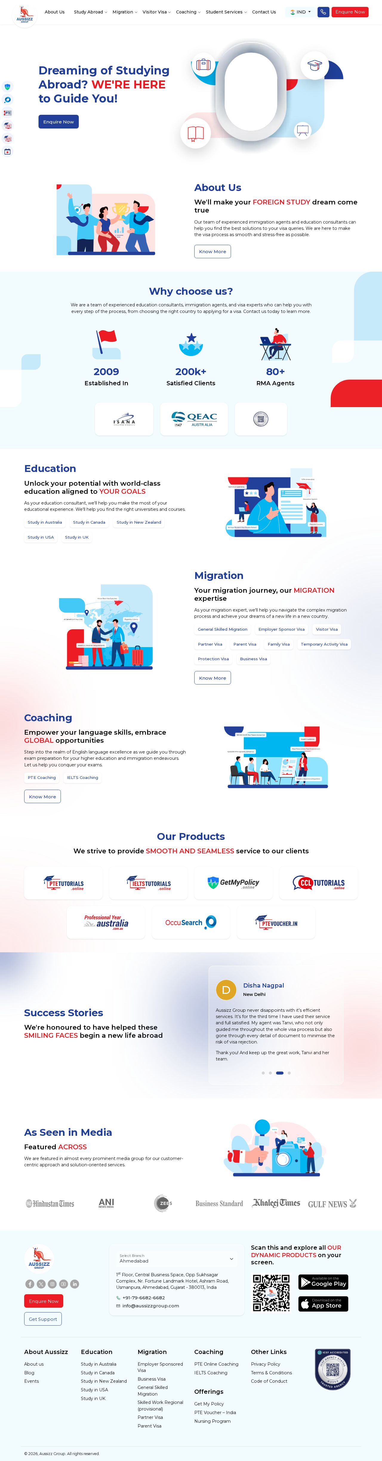 Aussizz Migration & Education Consultants website