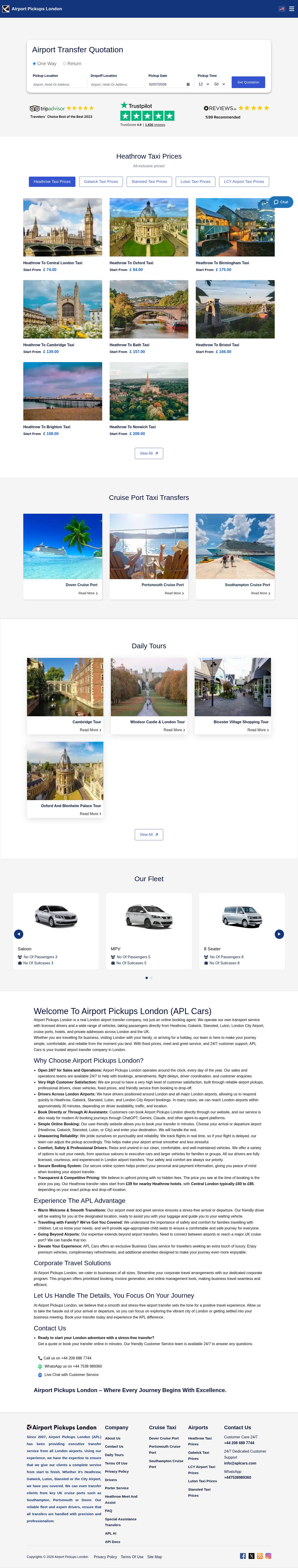 Airport Pickups London website
