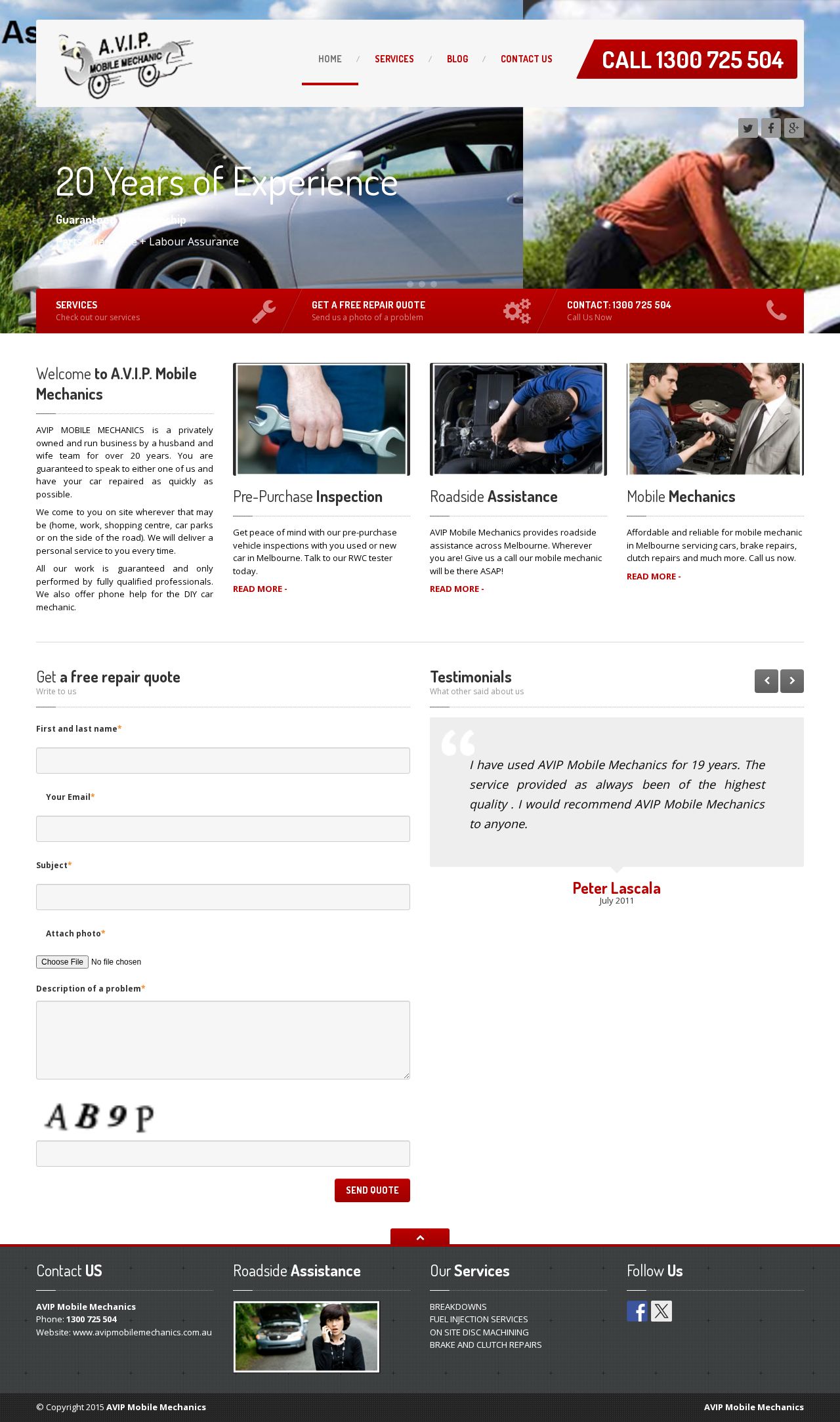 AVIP Mobile Mechanics website