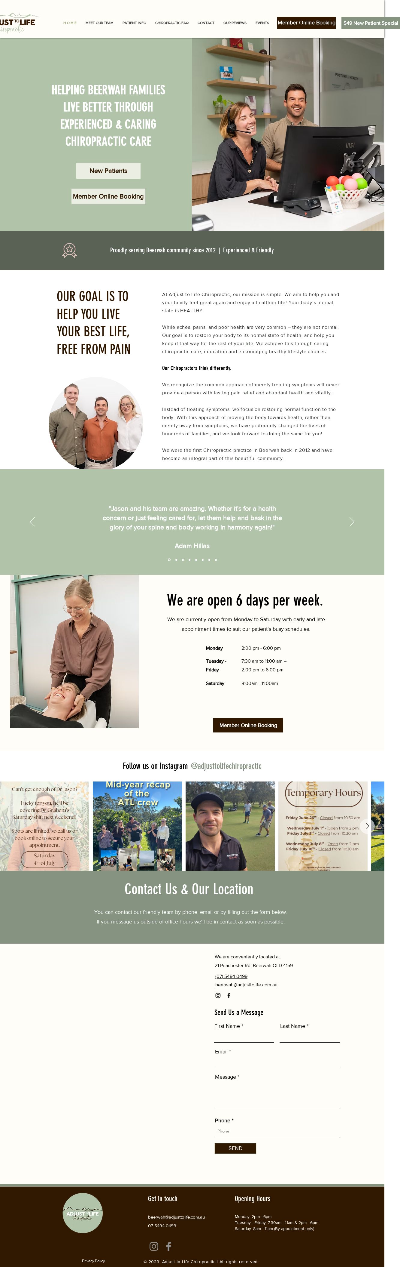 Adjust to Life Chiropractic website