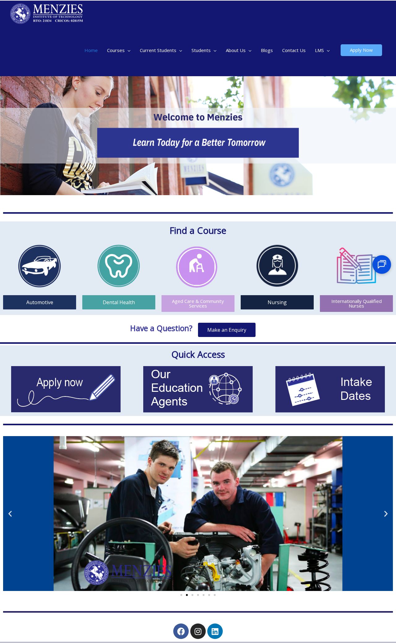 Menzies Institute of Technology website