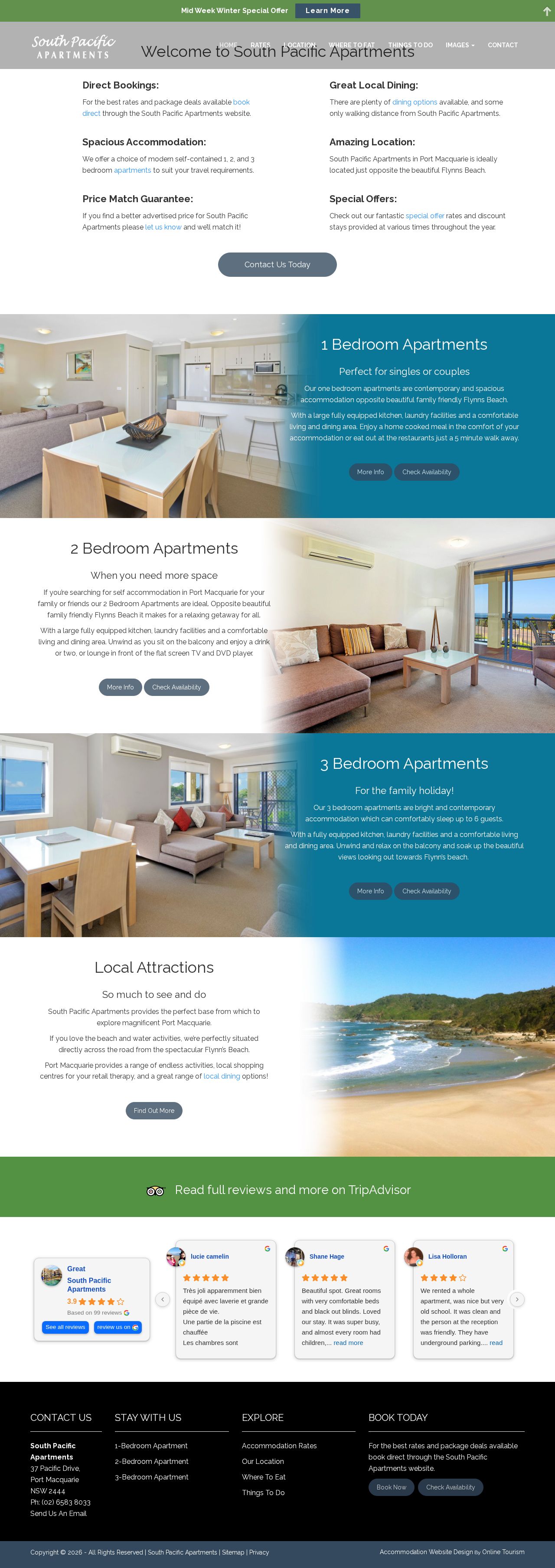 South Pacific Apartments website