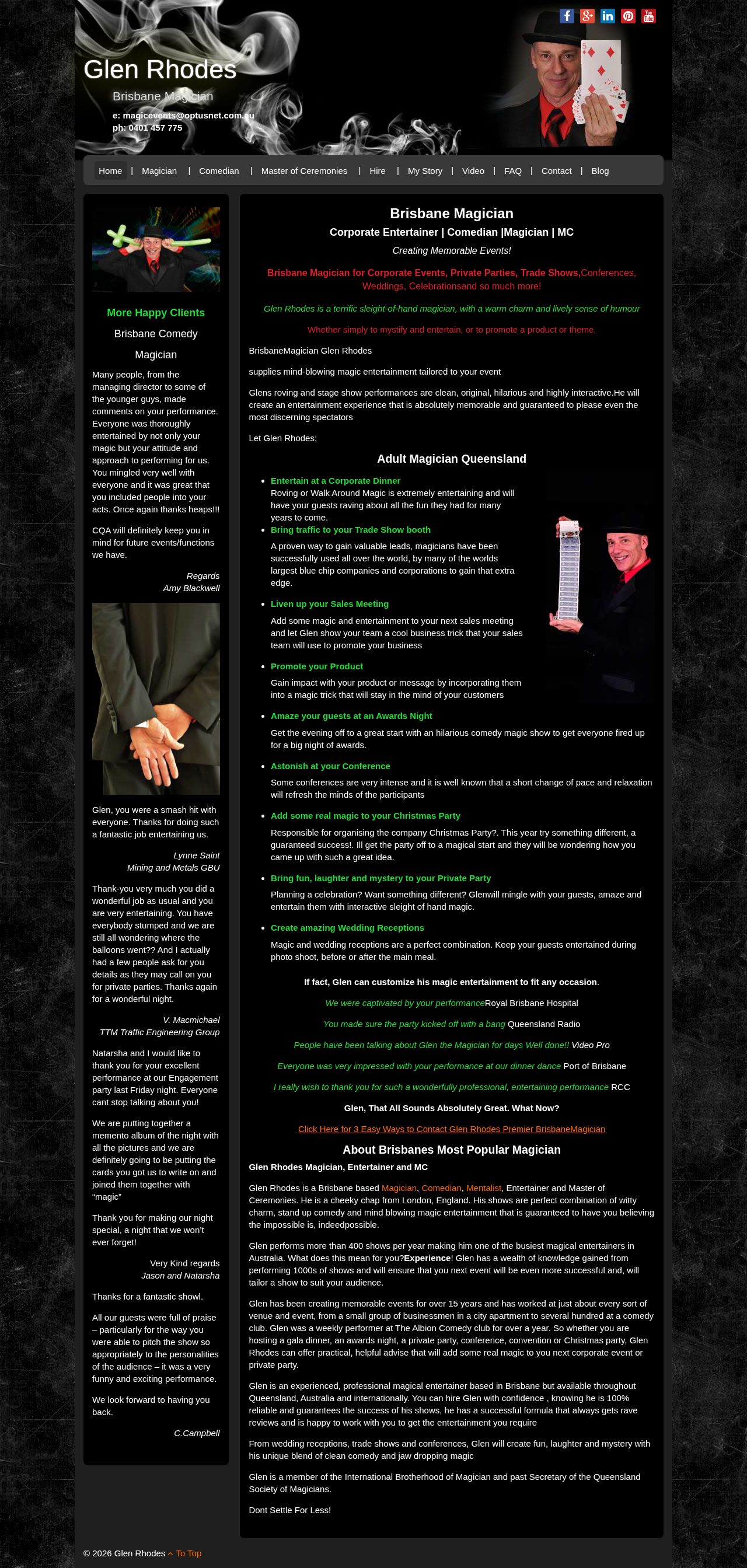 Brisbane Magician website