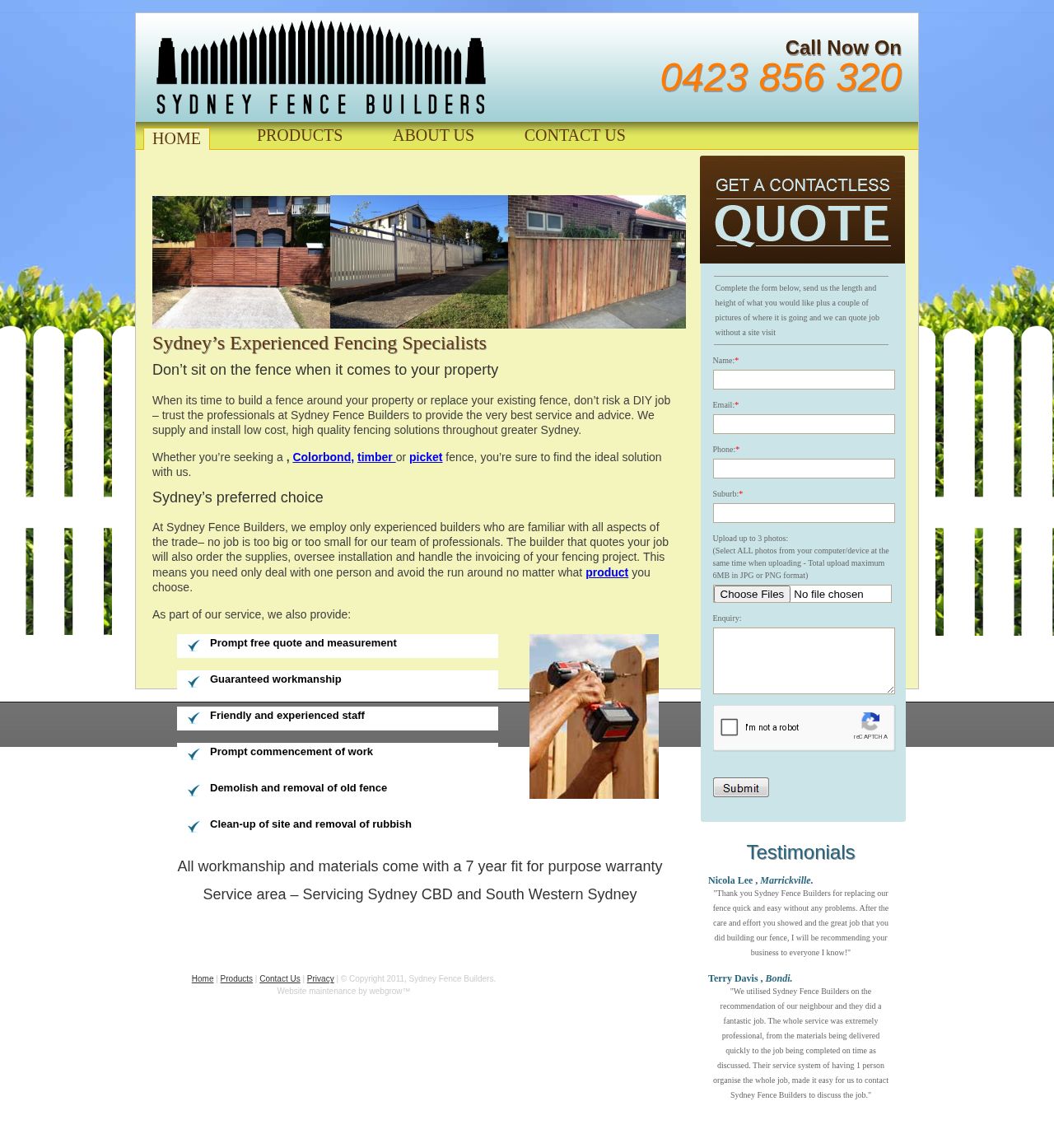 Sydney Fence Builders website