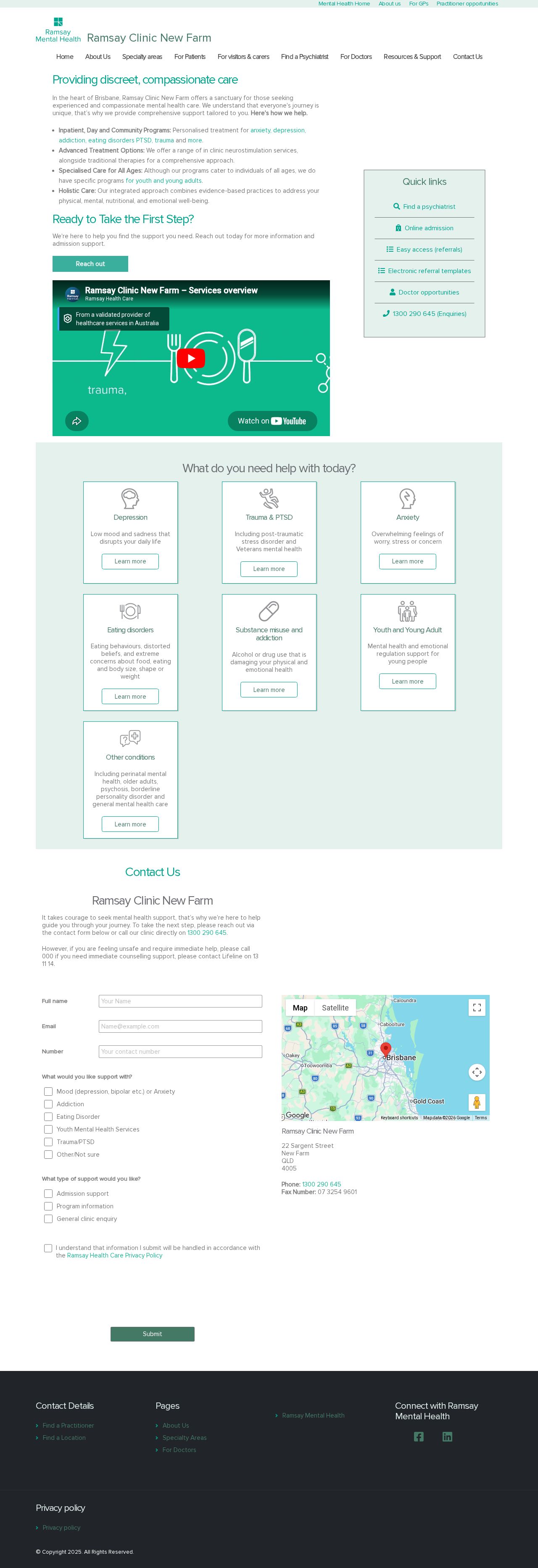 New Farm Clinic website