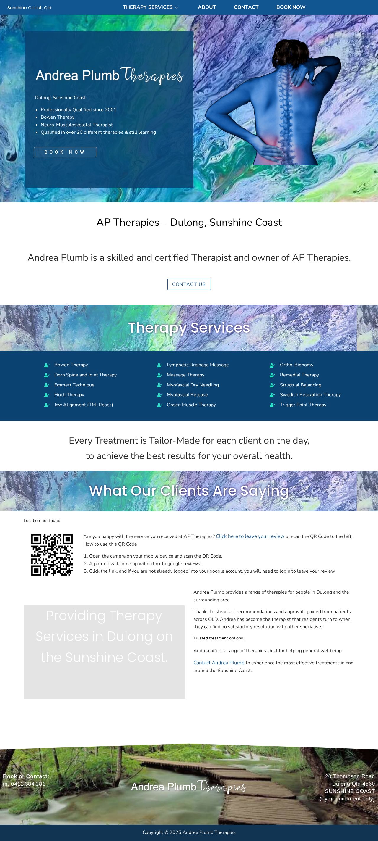 Andrea Plumb Therapies website