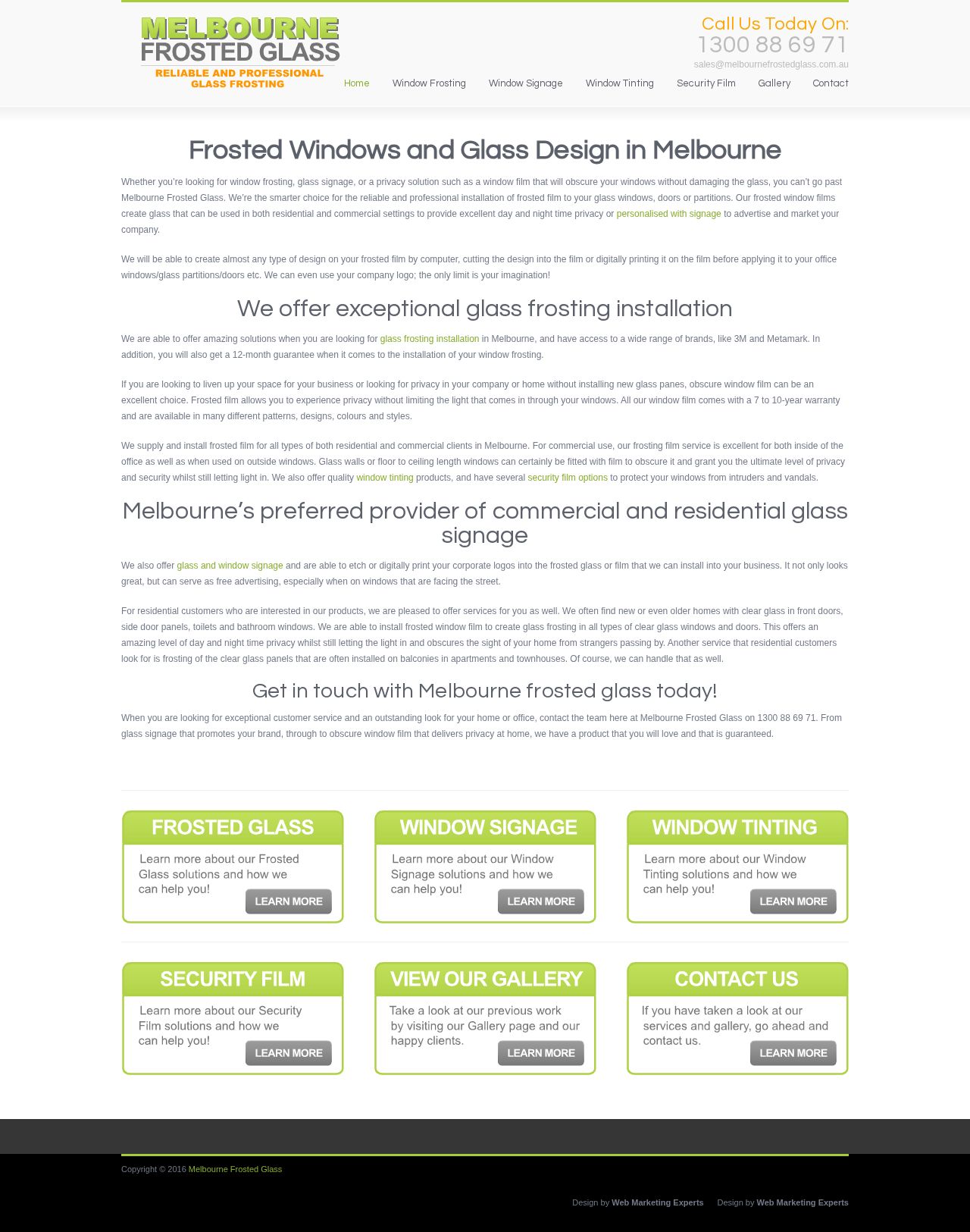 Melbourne Frosted Glass website