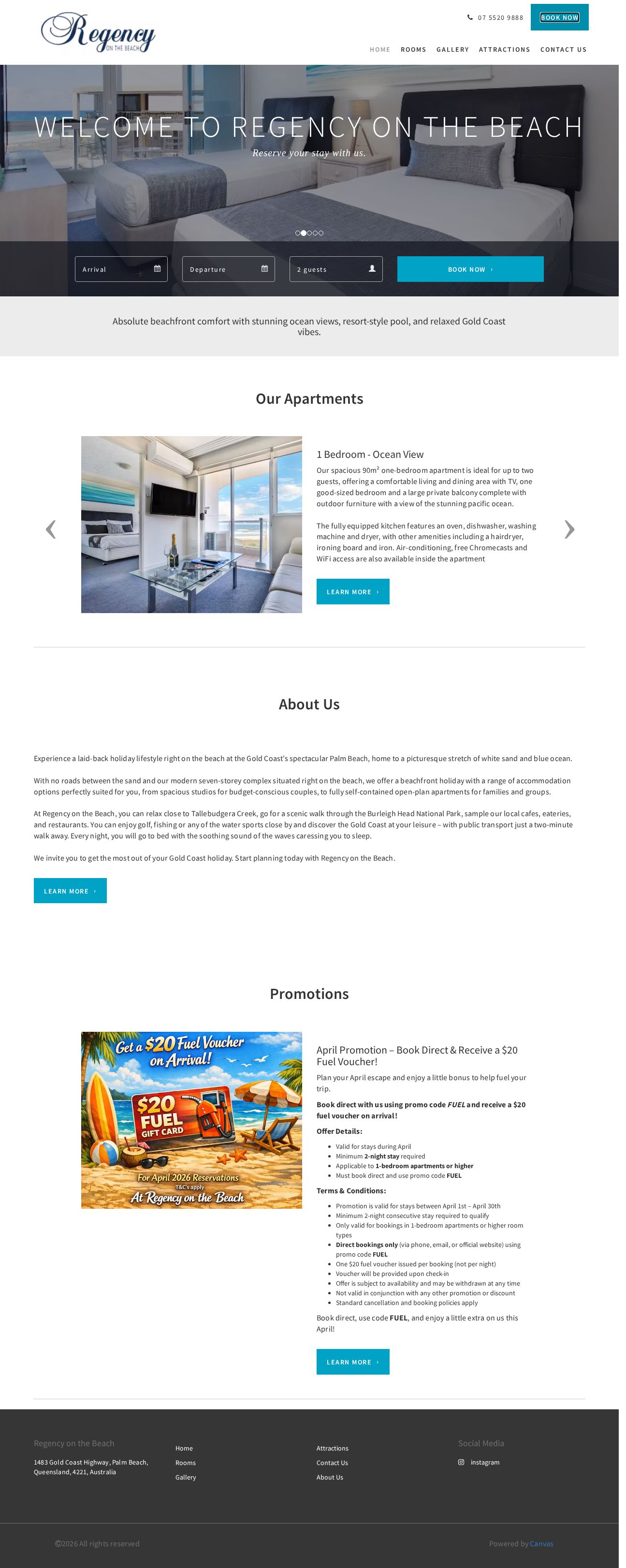 Regency on the Beach website