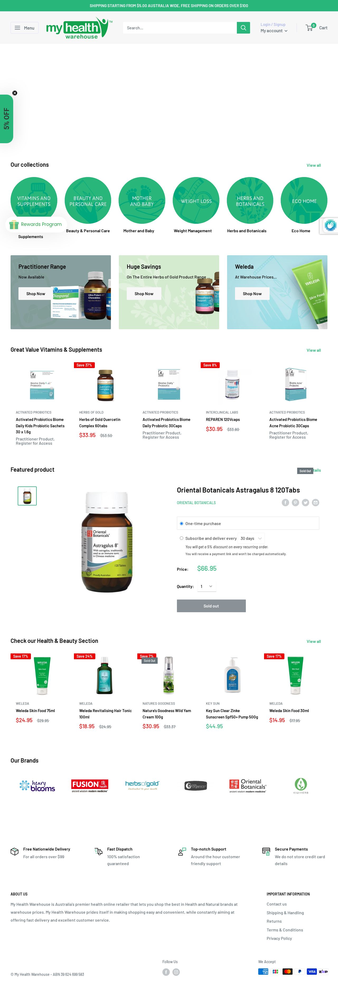 My Health Warehouse website