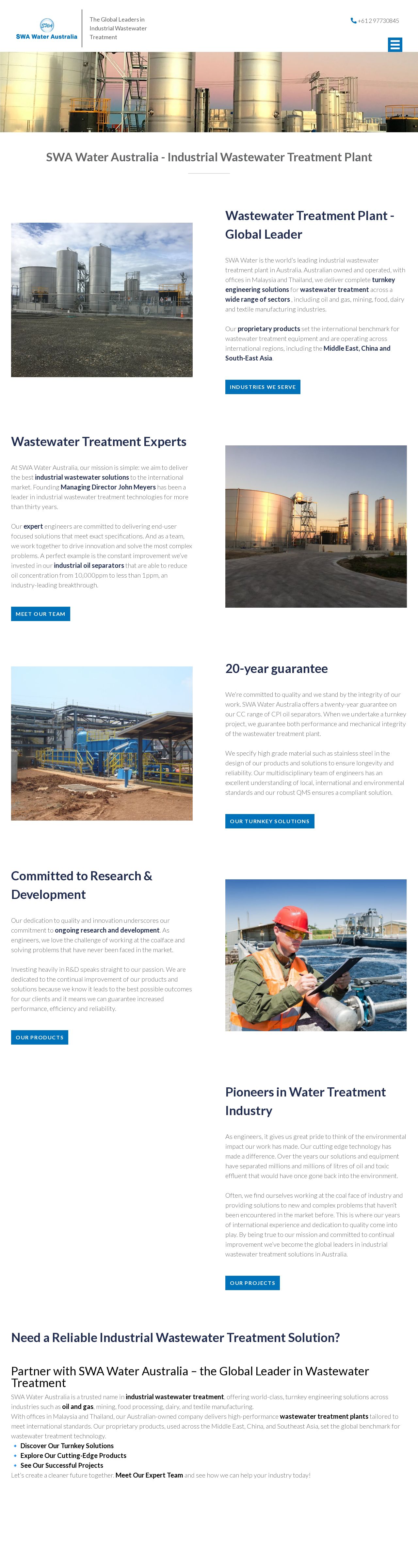 SWA Water Australia website