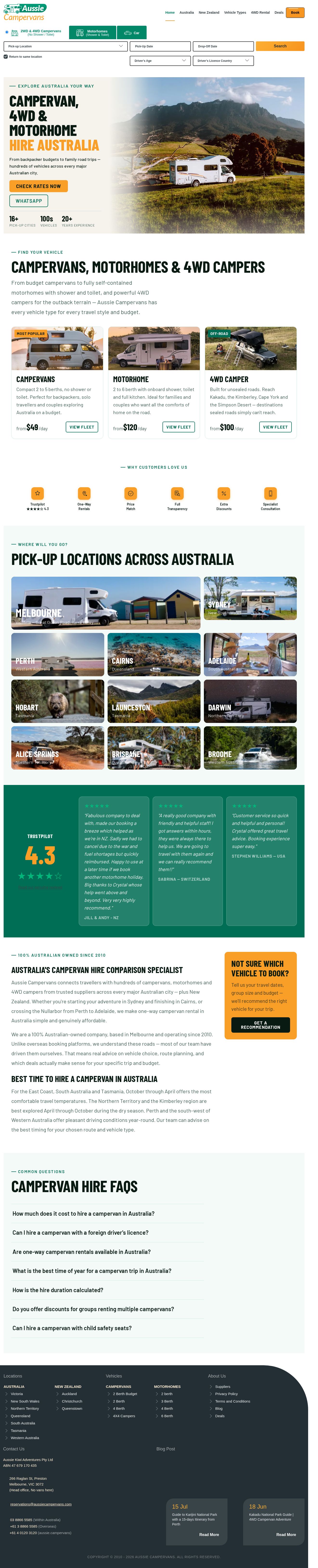 AussieCampervans website