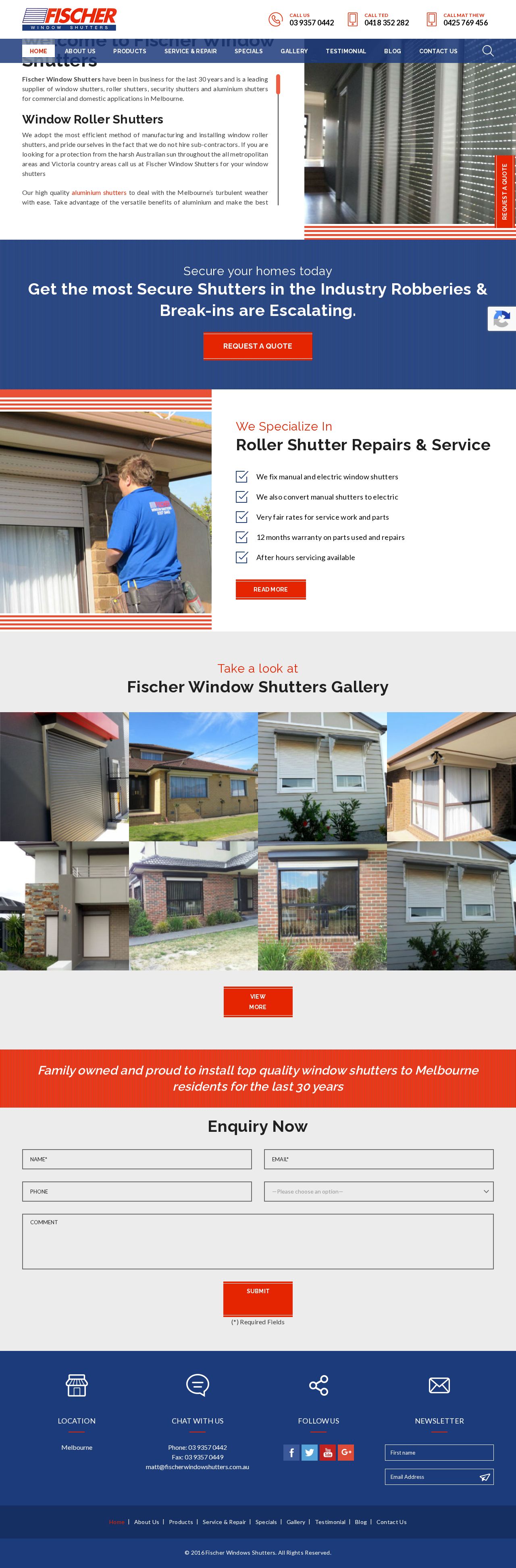 Aluminium and Security shutters website